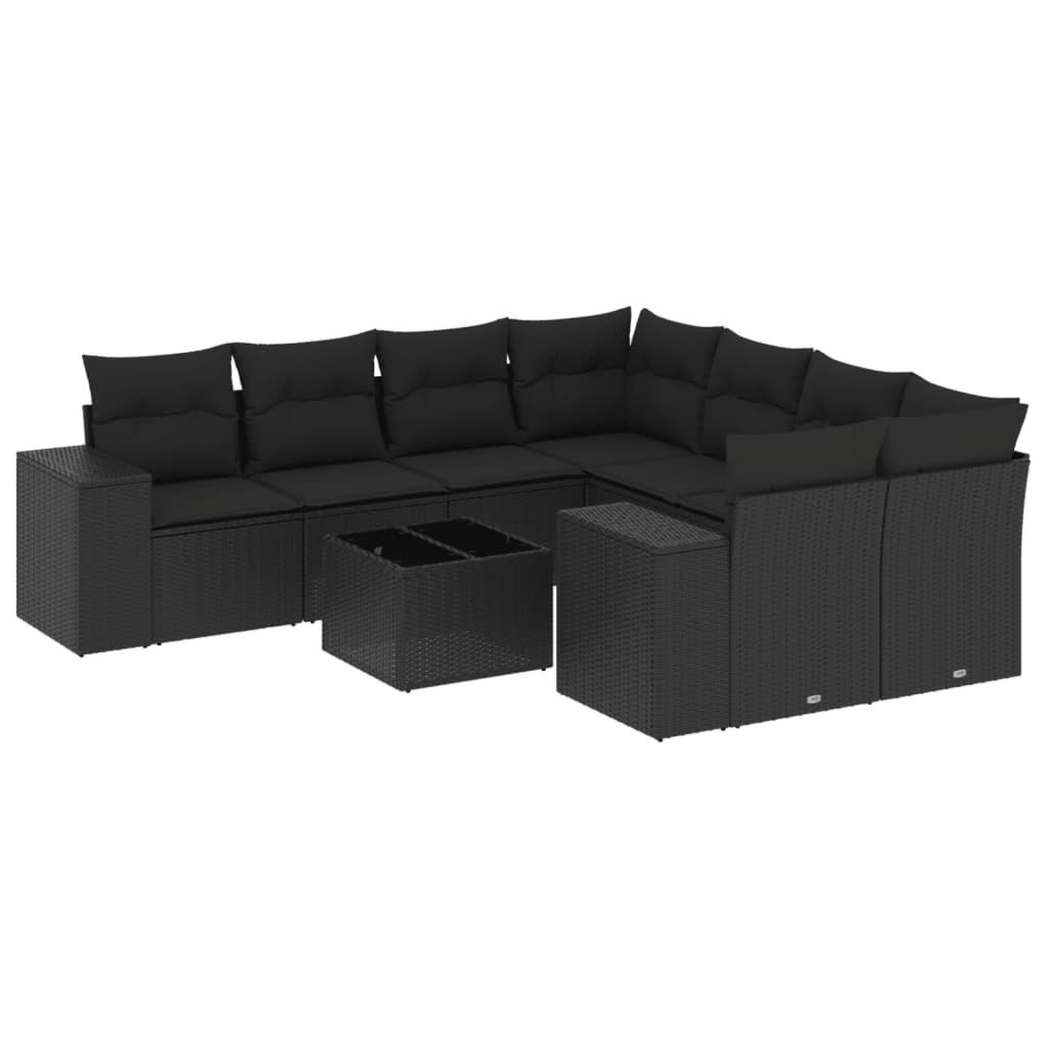 Voir la diapositive 2 : VIDAXL Salon de jardin 9 pcs avec coussins noir resine tressee