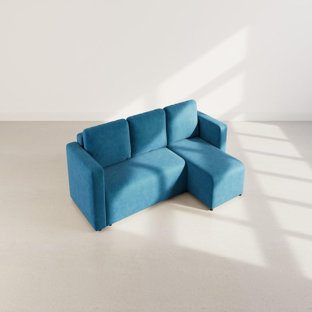 BEST MOBILIER Canopy - canapé d'angle réversible 4 places convertible avec coffre en velours côtelé