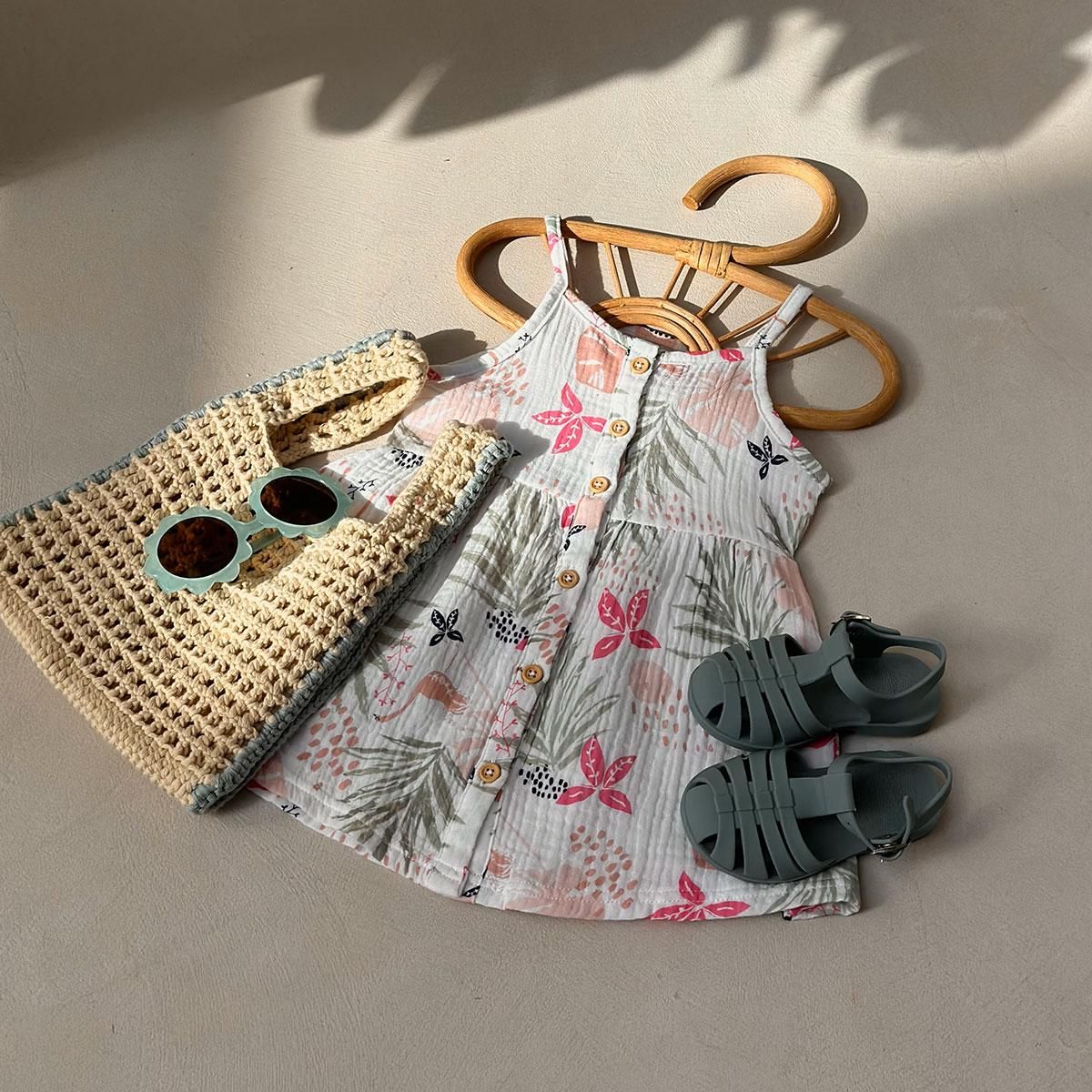 Petit Béguin Robe enfant en gaze de coton Calipso