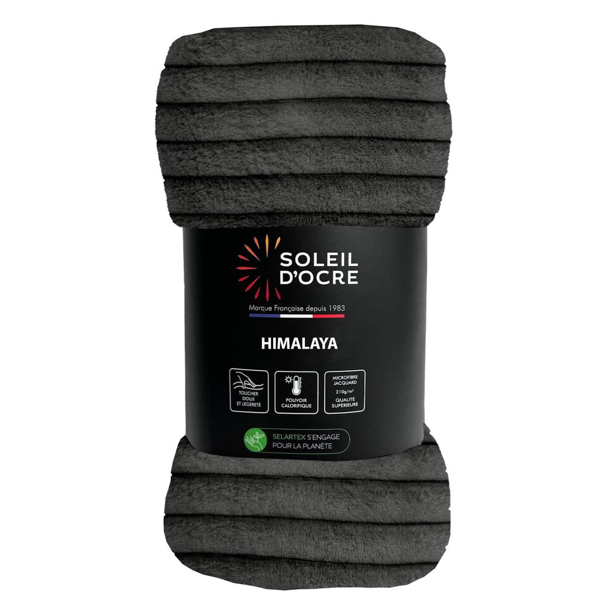 SOLEIL D'OCRE Plaid flanelle et velours 120x160 cm HIMALAYA, par Soleil d'ocre