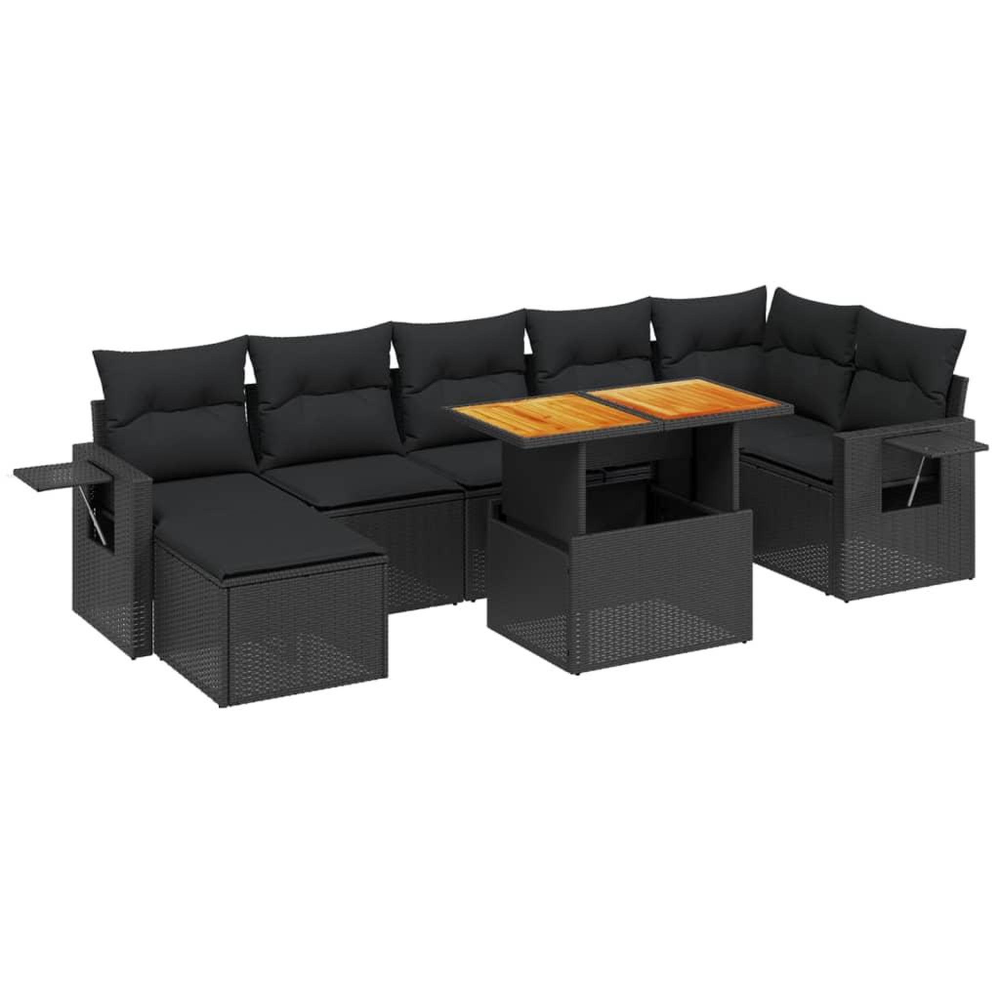 Voir la diapositive 2 : VIDAXL Salon de jardin 8 pcs avec coussins noir resine tressee