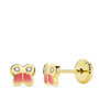 Voir la diapositive 1 : L'ATELIER D'AZUR Boucles d'Oreilles Or 18 Carats 750 Jaune - Zirconiums et émail - Papillons