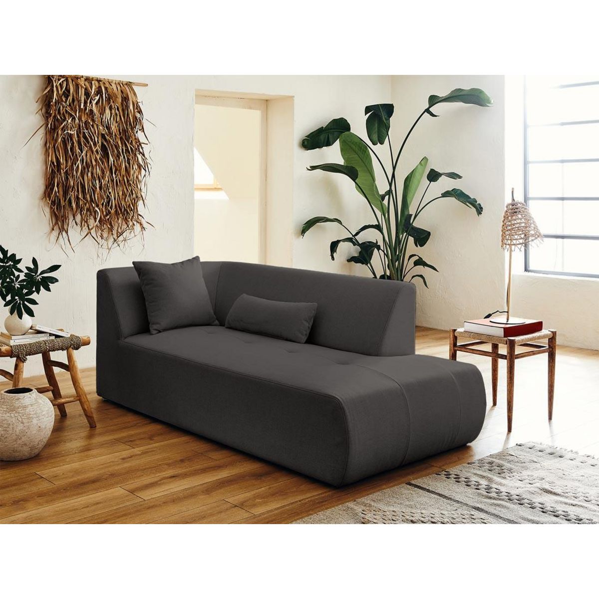 LISA DESIGN Onyx - canapé modulable d'angle droit 5 places - en tissu