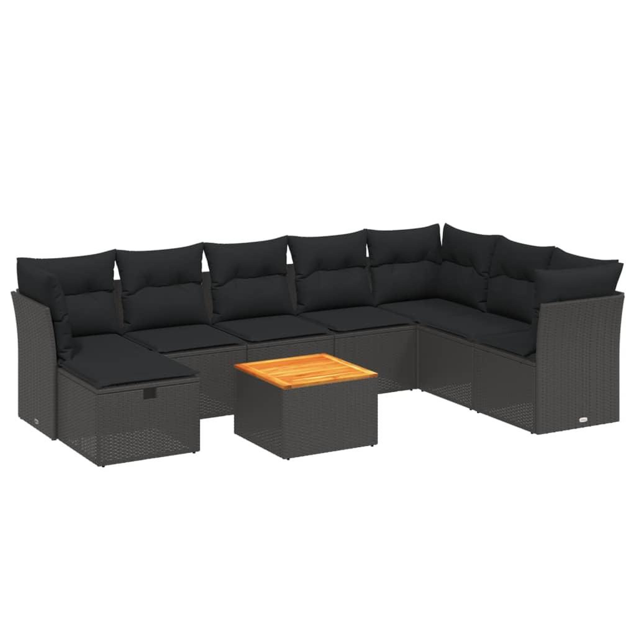 Voir la diapositive 2 : VIDAXL Salon de jardin 9 pcs avec coussins noir resine tressee
