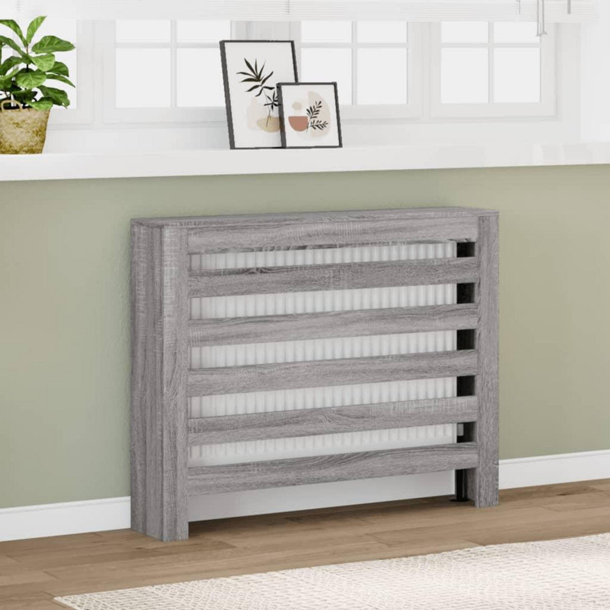VIDAXL Cache-radiateur sonoma gris 104x20x82 cm bois d'ingenierie