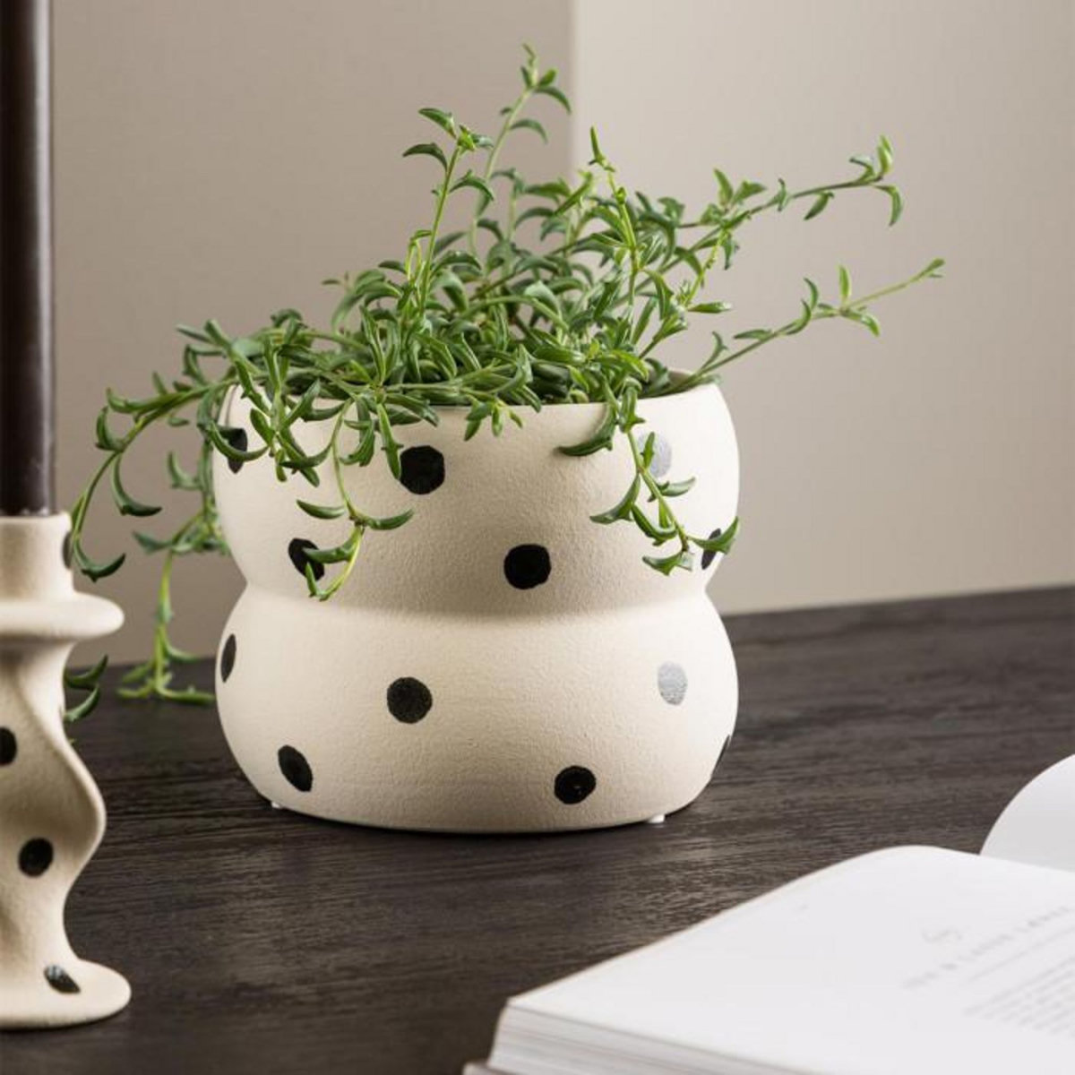 Paris Prix Pot Déco en Céramique  Dapne  16cm Blanc & Noir