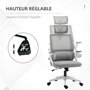 Voir la diapositive 4 : VINSETTO Chaise de bureau ergonomique réglable inclinable pivotante maille polyester gris