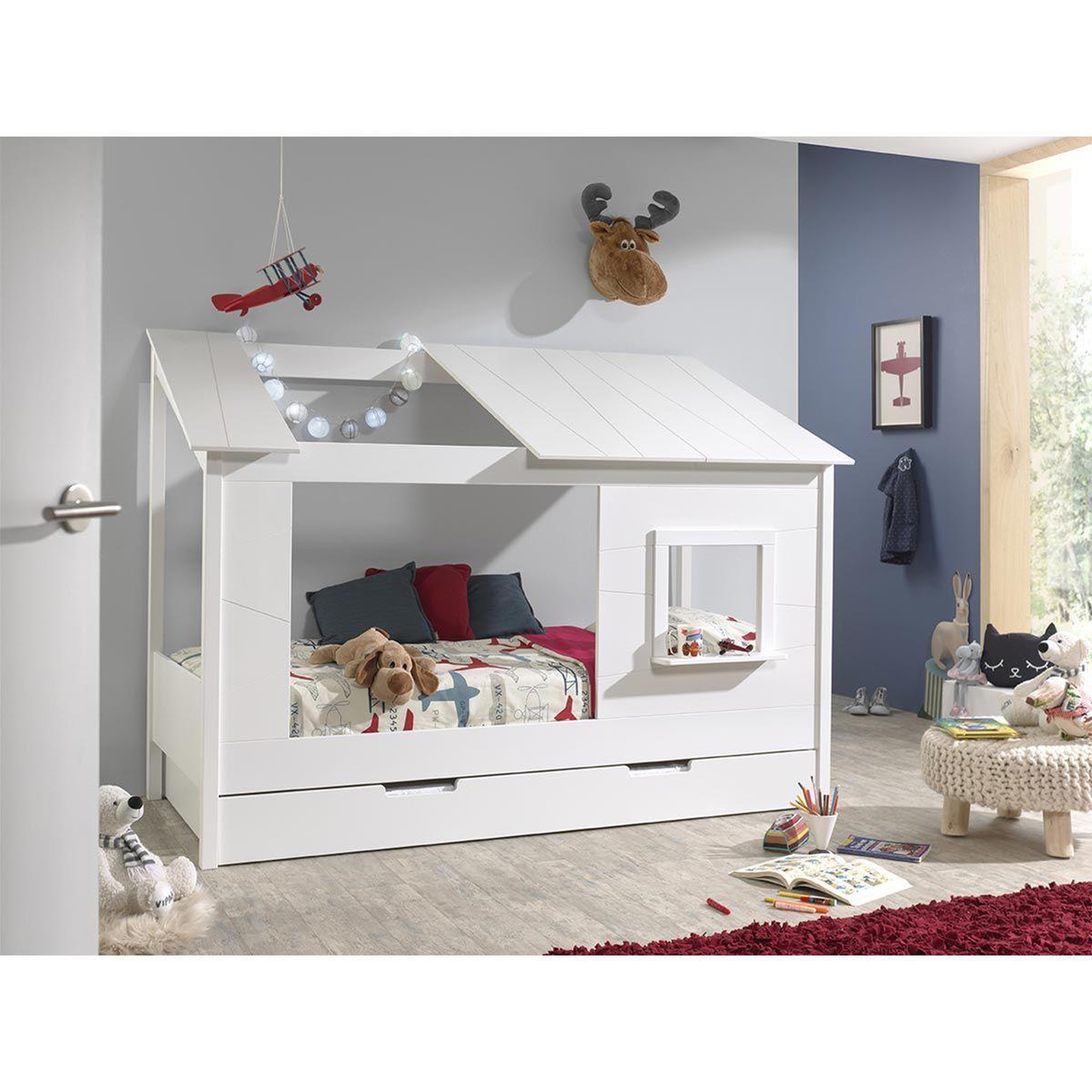 Paris Prix Pack - lit cabane enfant & tiroir  housebed ii  90x200cm blanc