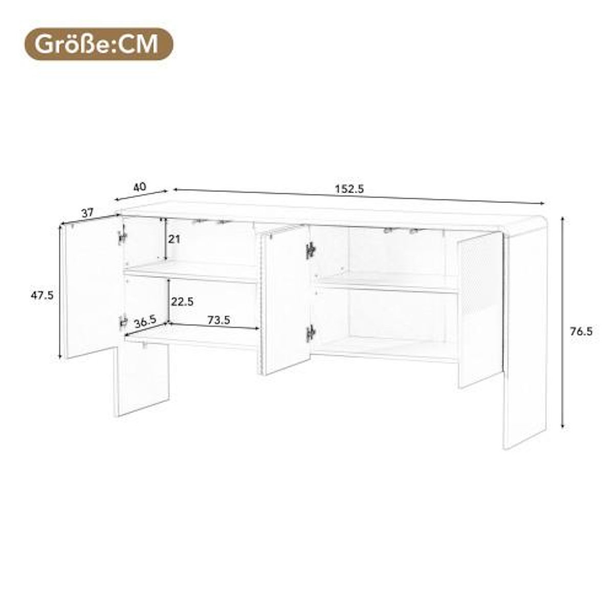 MERAX Buffet 4 porte(s) 0 tiroir(s) - 152,5 cm blanc mdf