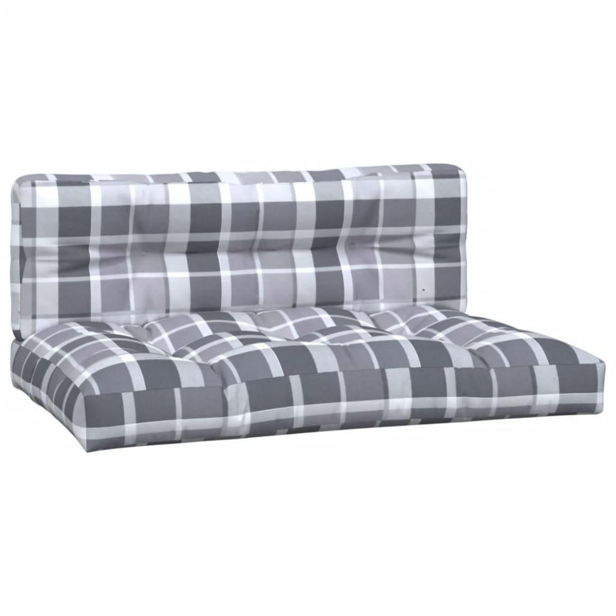 VIDAXL Coussins de palette lot de 2 motif a carreaux gris tissu