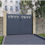 Voir la diapositive 2 : Habitat et Jardin Portail aluminium semi-ajouré à motif  Maya  - 300 x 180 cm - Gris