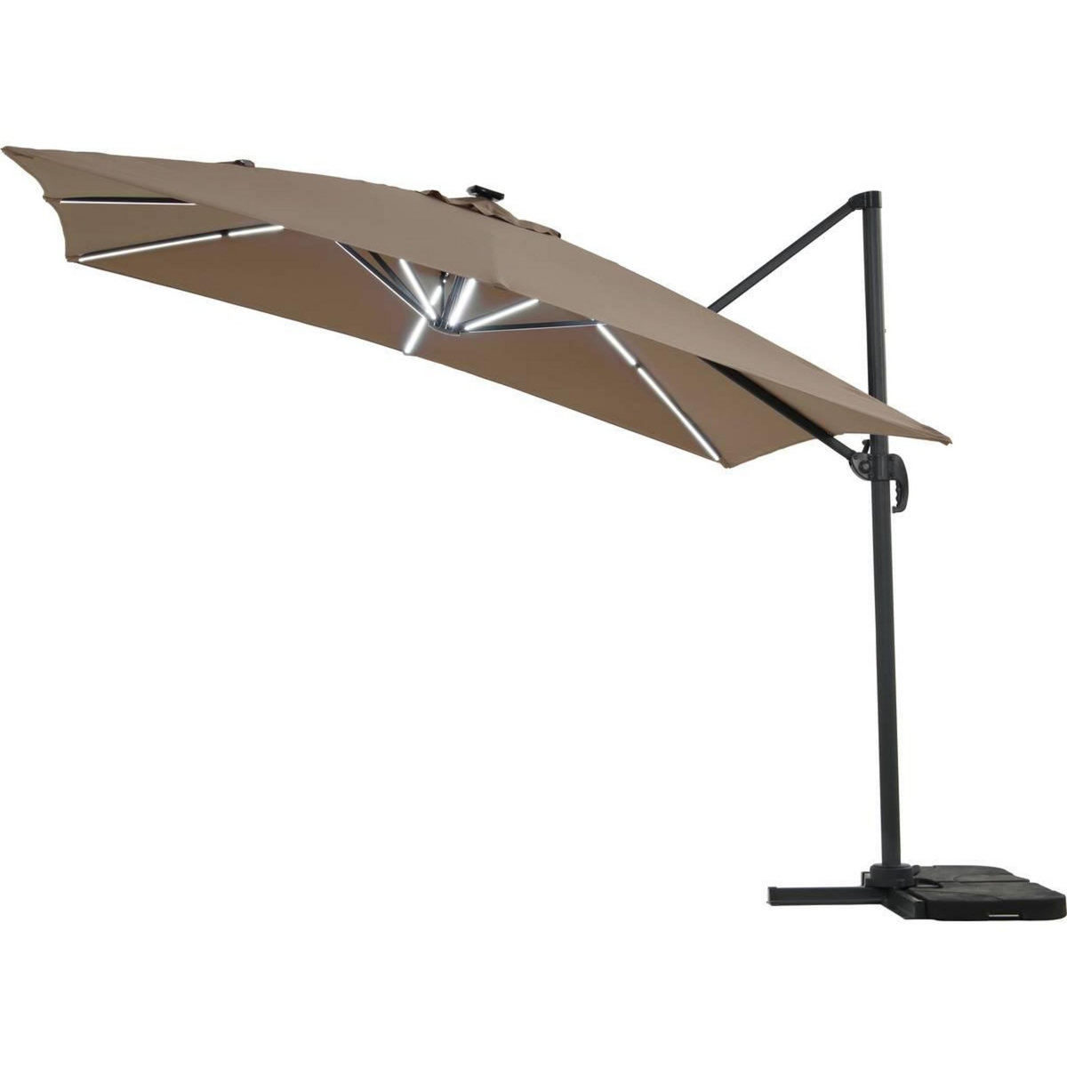 Habitat et Jardin Parasol jardin déporté avec LED  Sun 4 Luxe  - 3 x 4 m - Taupe