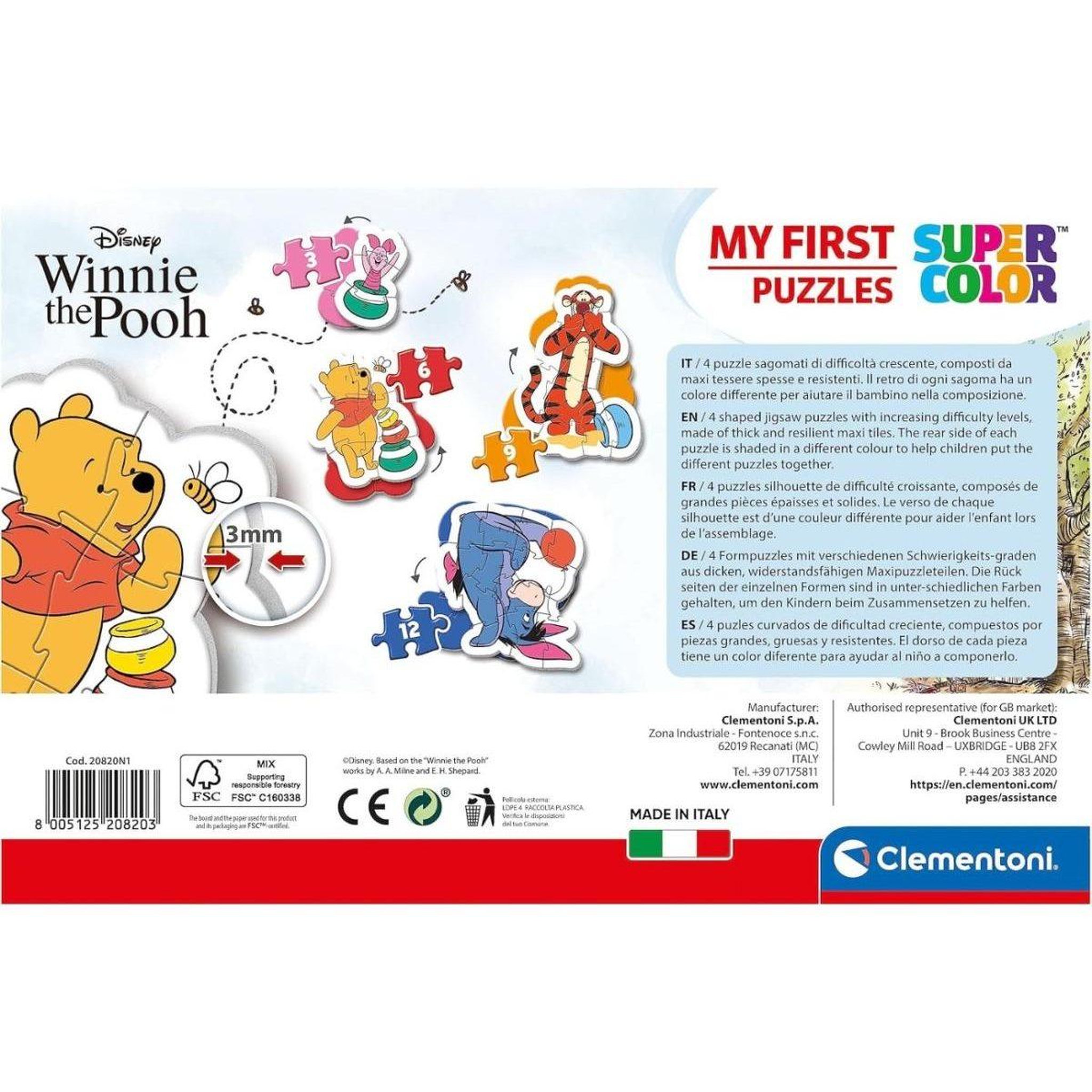 Voir la diapositive 3 : CLEMENTONI Puzzles  20820 mes premiers puzzles winnie l'ourson - 4 puzzles évolutifs