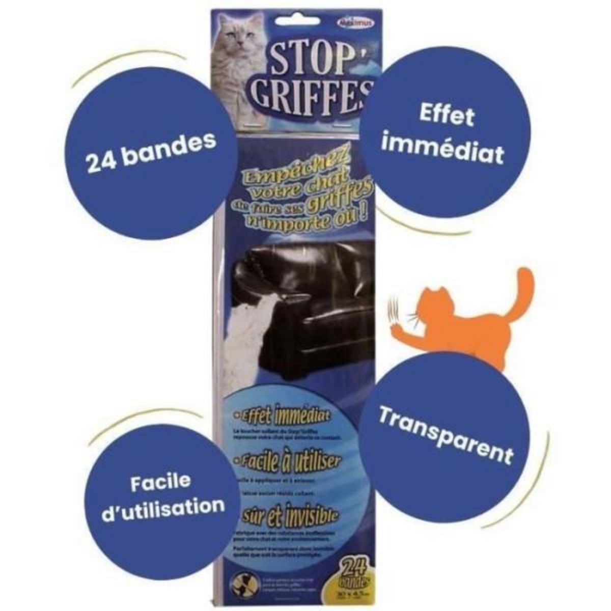MARKET24 Bandes Stop'Griffes - MUZO - x24 - Transparent - Anti-griffes - Inoffensif pour les animaux