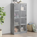 VIDAXL Buffet haut avec portes gris sonoma 68x37x142cm bois ingenierie