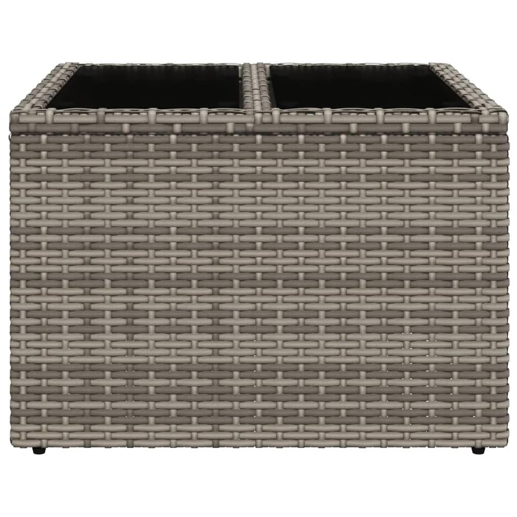 Voir la diapositive 4 : VIDAXL Table de jardin dessus en verre gris 55x55x37 cm resine tressee