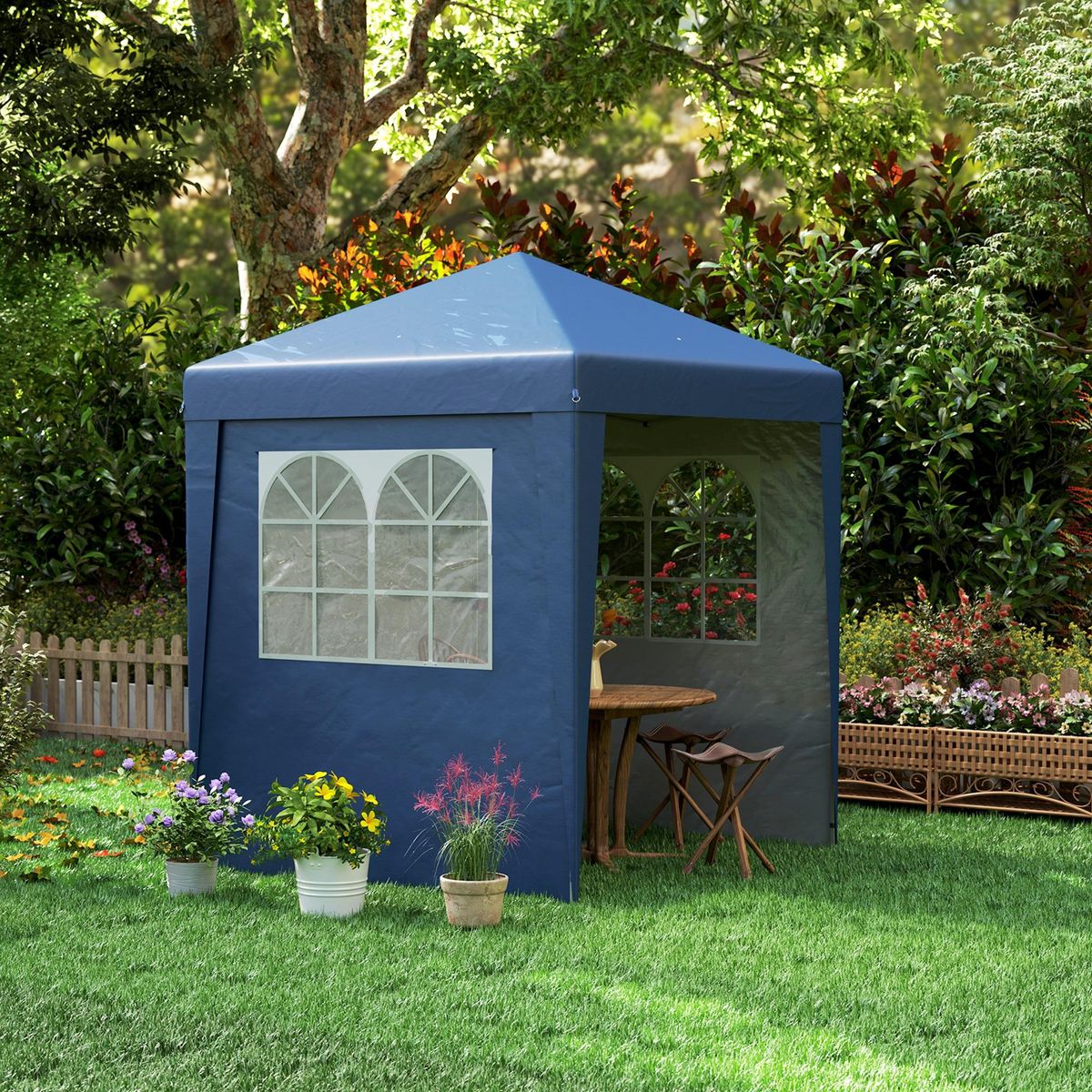 OUTSUNNY Tonnelle de jardin pliante pop-up réglable anti-UV 30+ 4 sacs lestage sac de transport bleu
