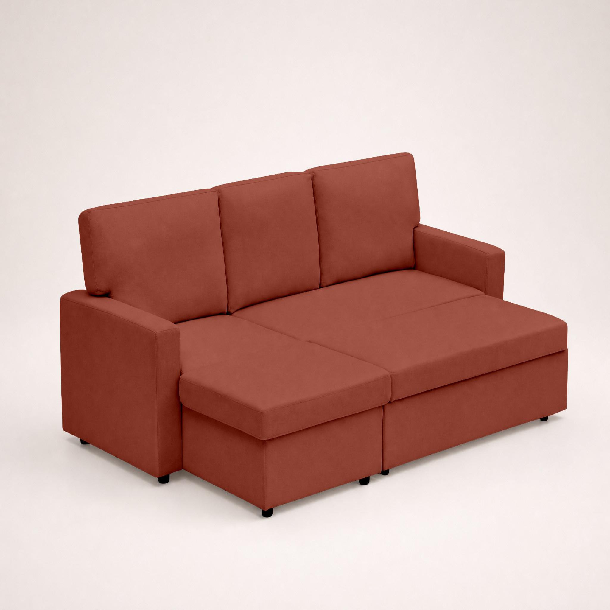 Voir la diapositive 3 : BEST MOBILIER Meiya - canapé d'angle réversible 4 places convertible avec coffre en tissu