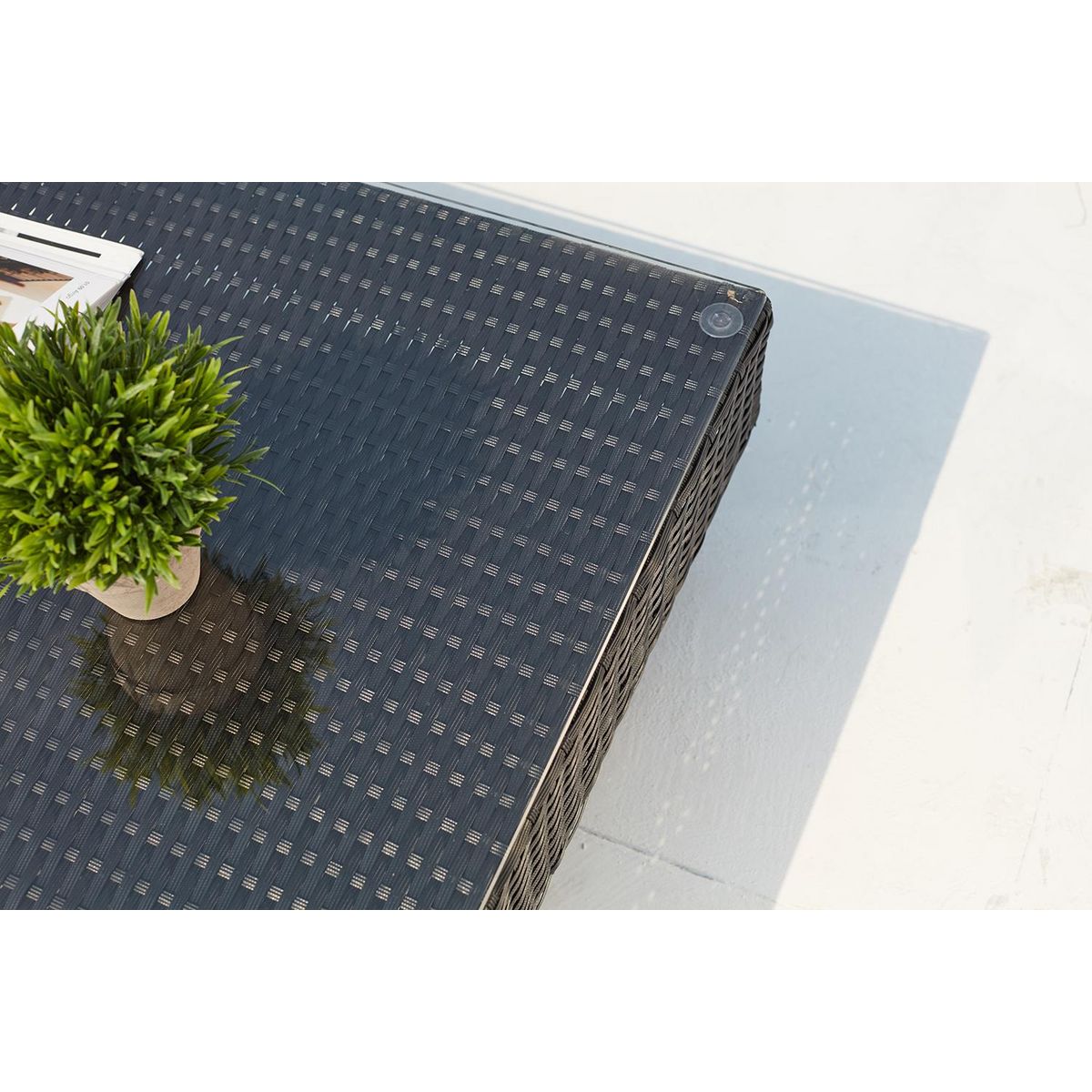 CONCEPT USINE Salon de jardin d'angle 5 places en résine tressée gris AMORGOS