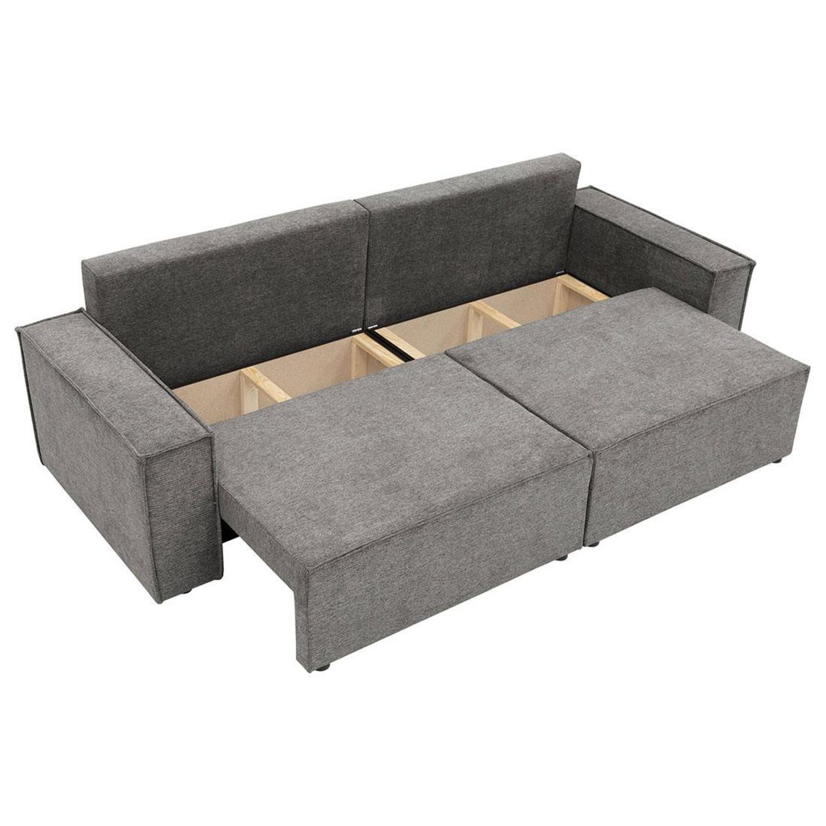 BEST MOBILIER Cezanne - canapé droit 3 places convertible avec coffre en tissu texturé