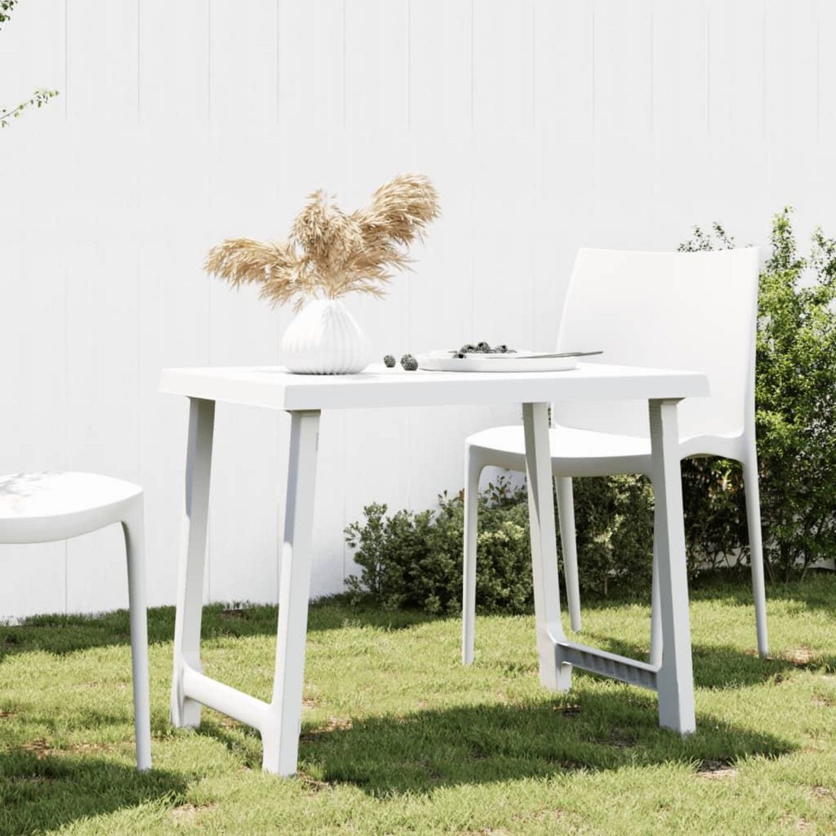 VIDAXL Table de camping blanc 79x56x64 cm PP aspect de bois