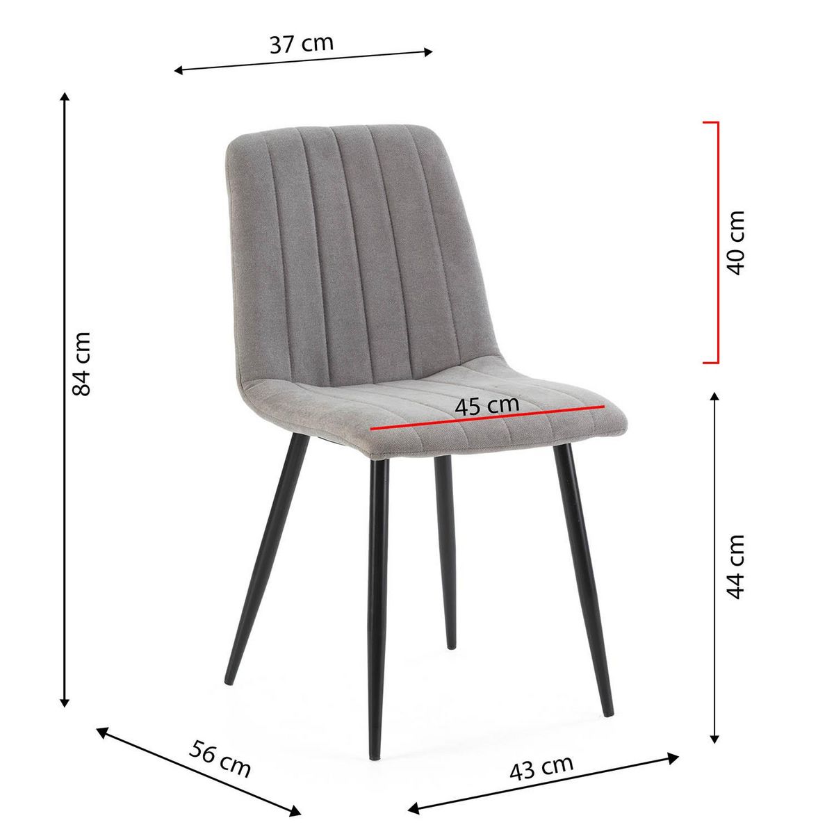 VS VENTA-STOCK Pack 4 chaises Sagi recouvertes de tissu gris