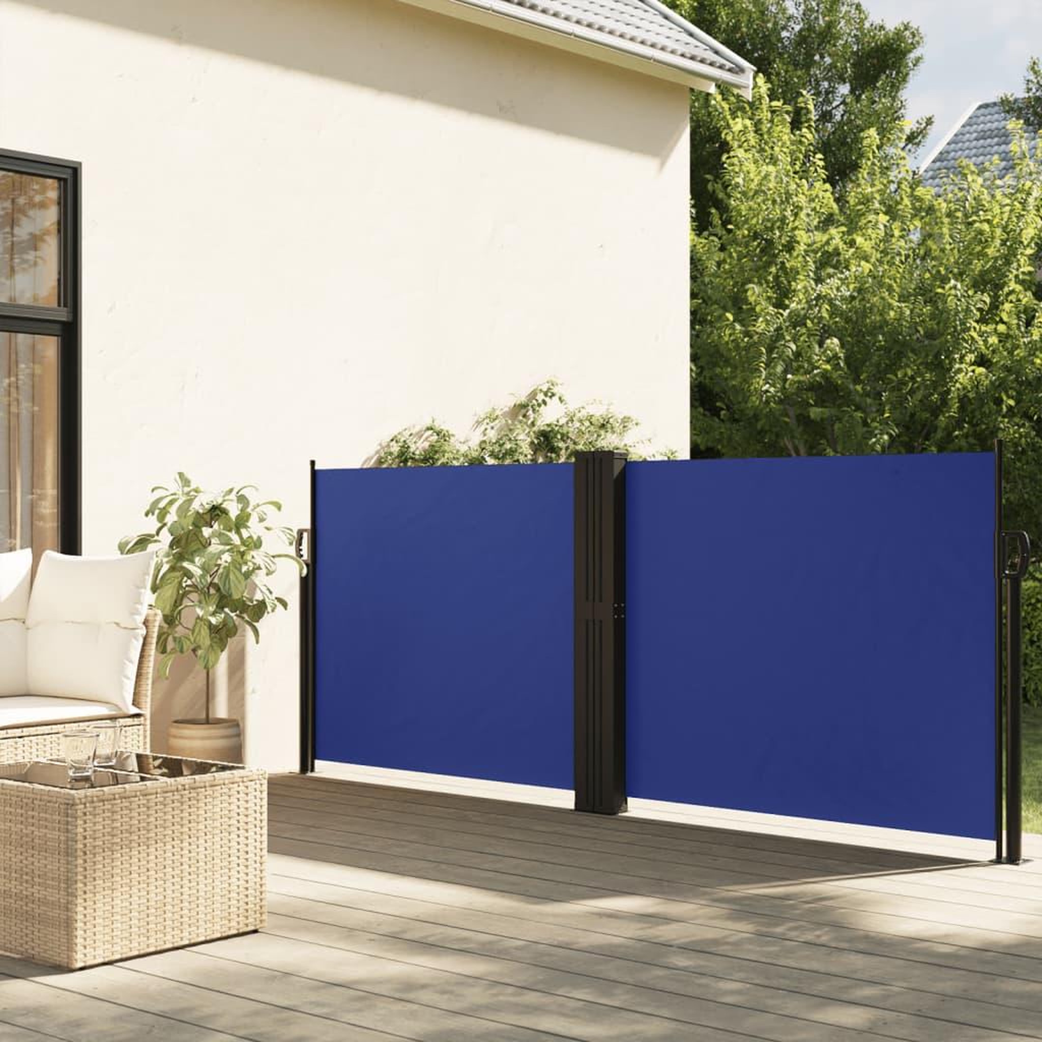 VIDAXL Auvent lateral retractable bleu 120x1200 cm