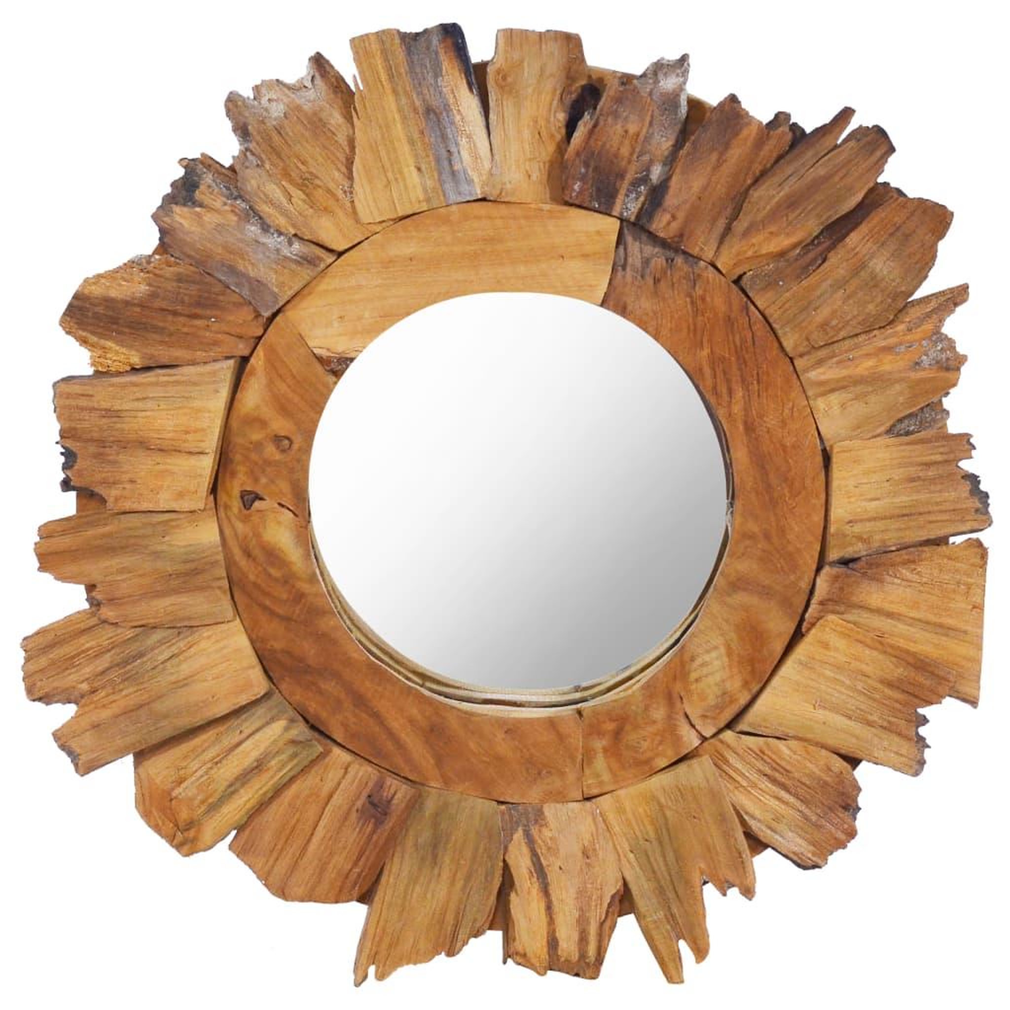 Voir la diapositive 1 : VIDAXL Miroir mural 40 cm Teck Rond
