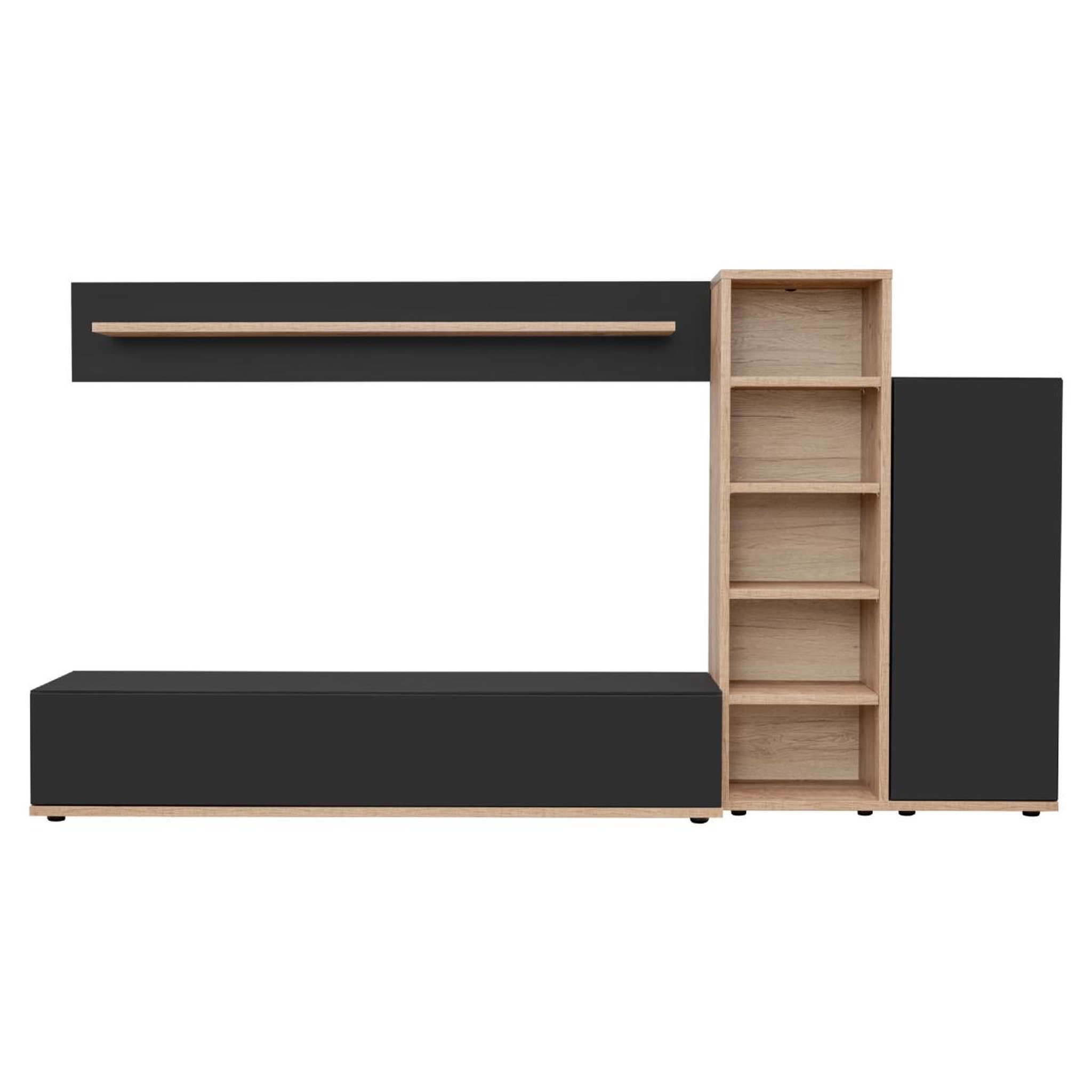 JLC KREATION Ensemble tv mural moderne bois et noir kozy