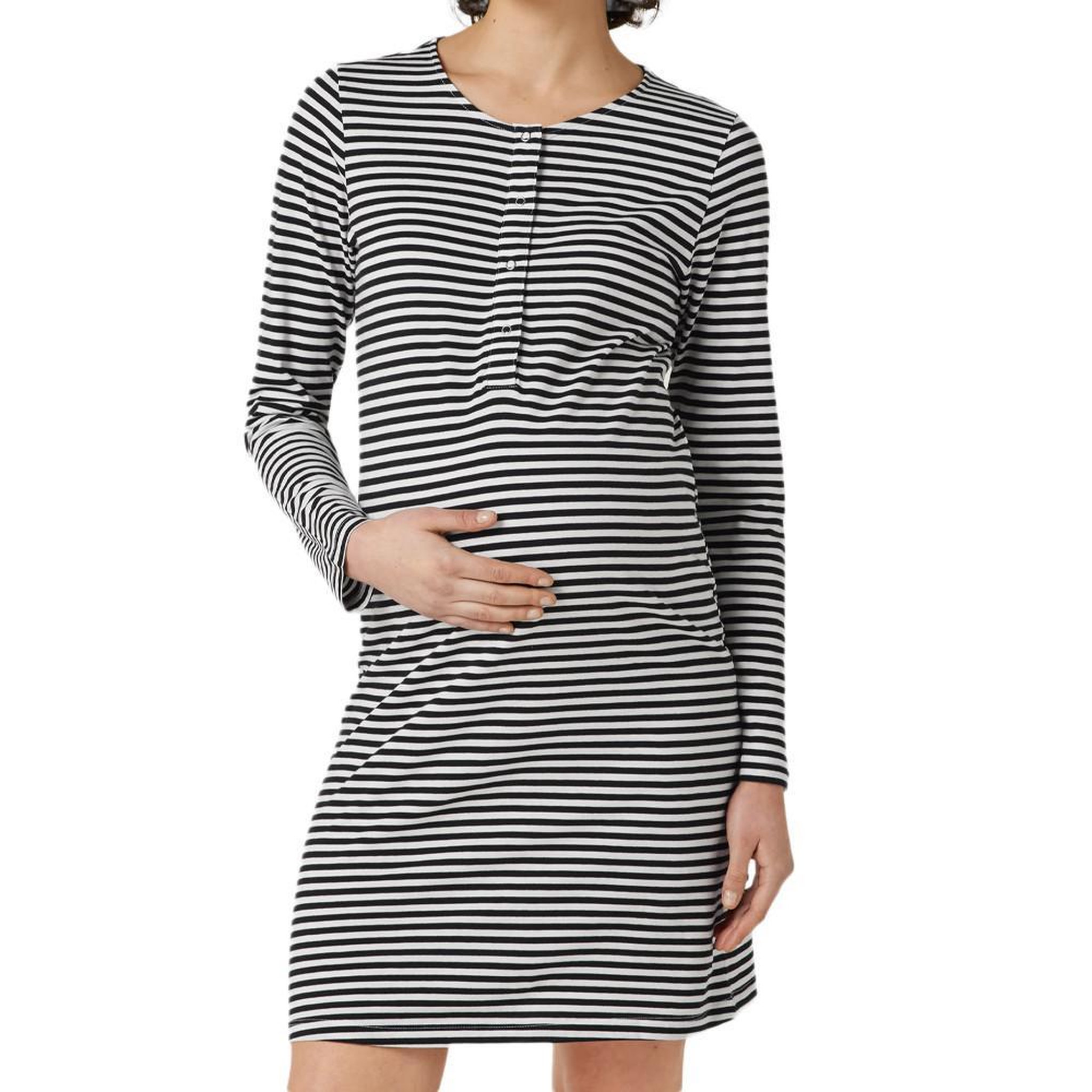 Voir la diapositive 1 : MAMALICIOUS Chemise de nuit Noir/Blanc Femme Mamalicious Holly