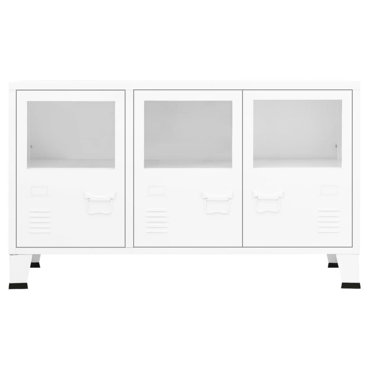 VIDAXL Buffet industriel Blanc 105x35x62 cm Metal et verre