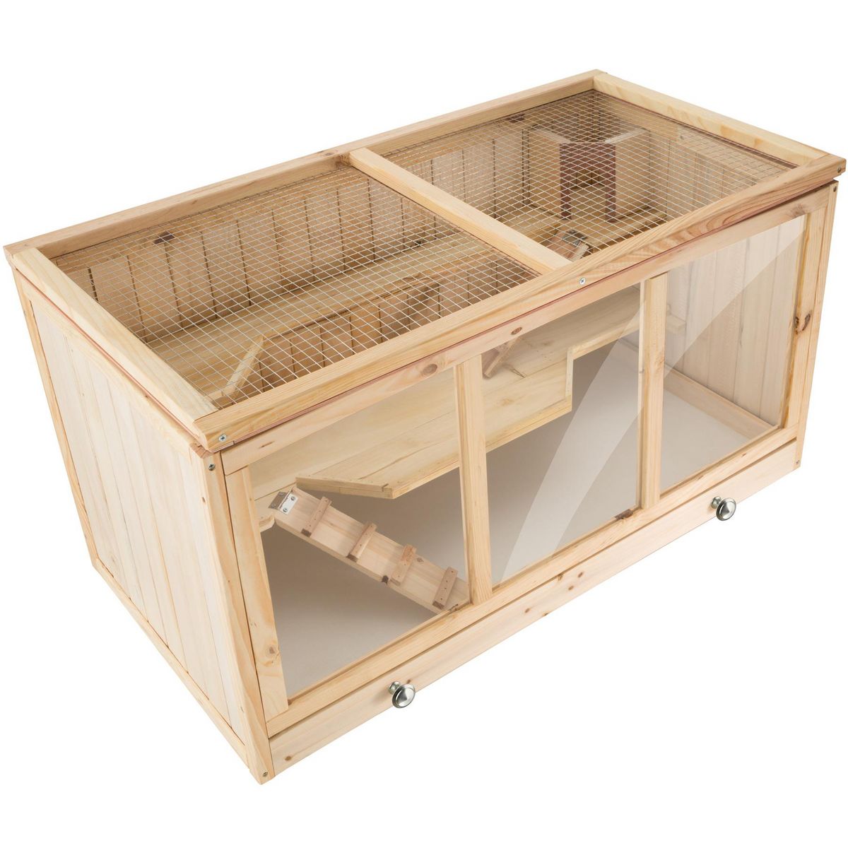 tectake Cage pour rongeurs en bois marron