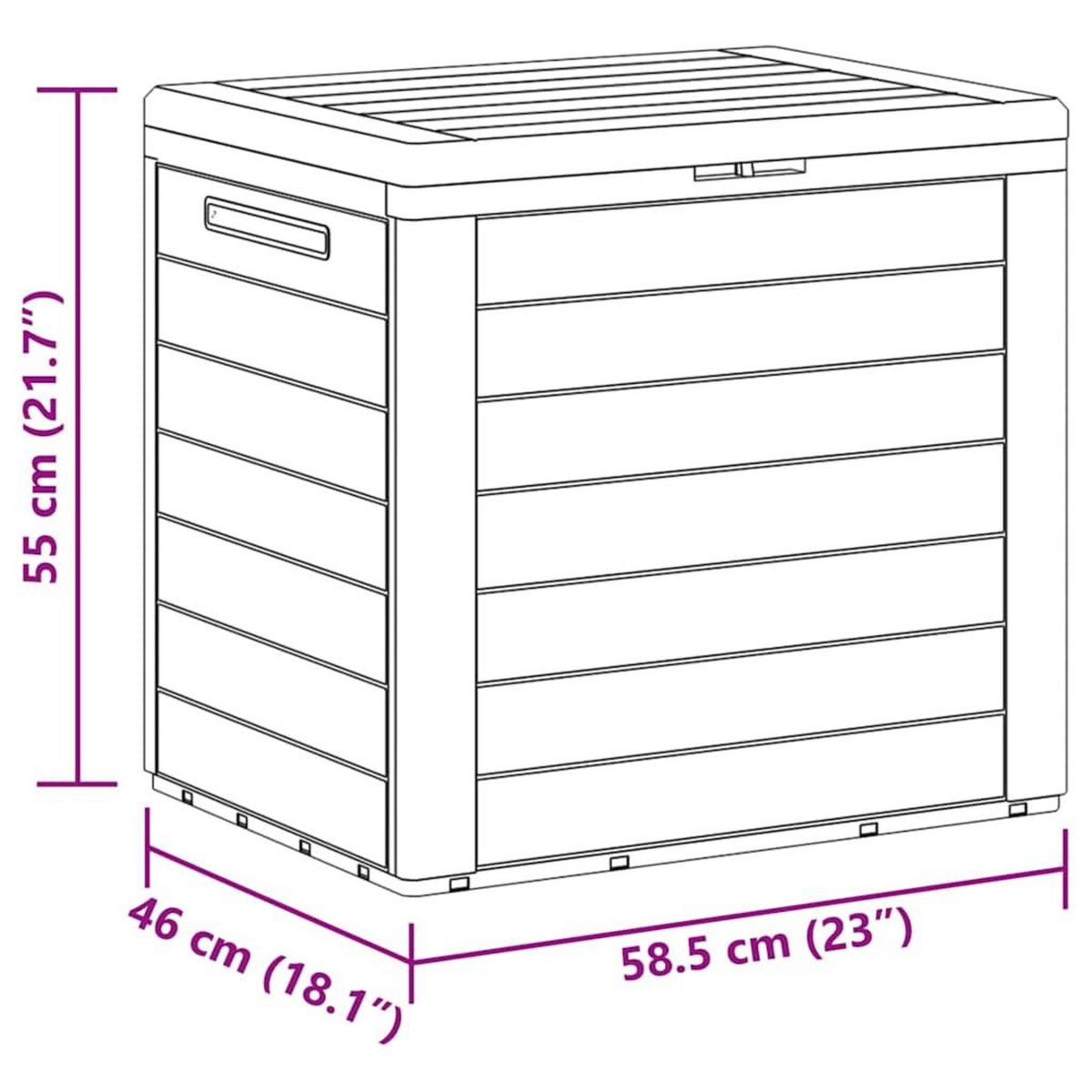 VIDAXL Boîte de stockage jardin Anthracite 58,5x46x55 cm Polypropylene