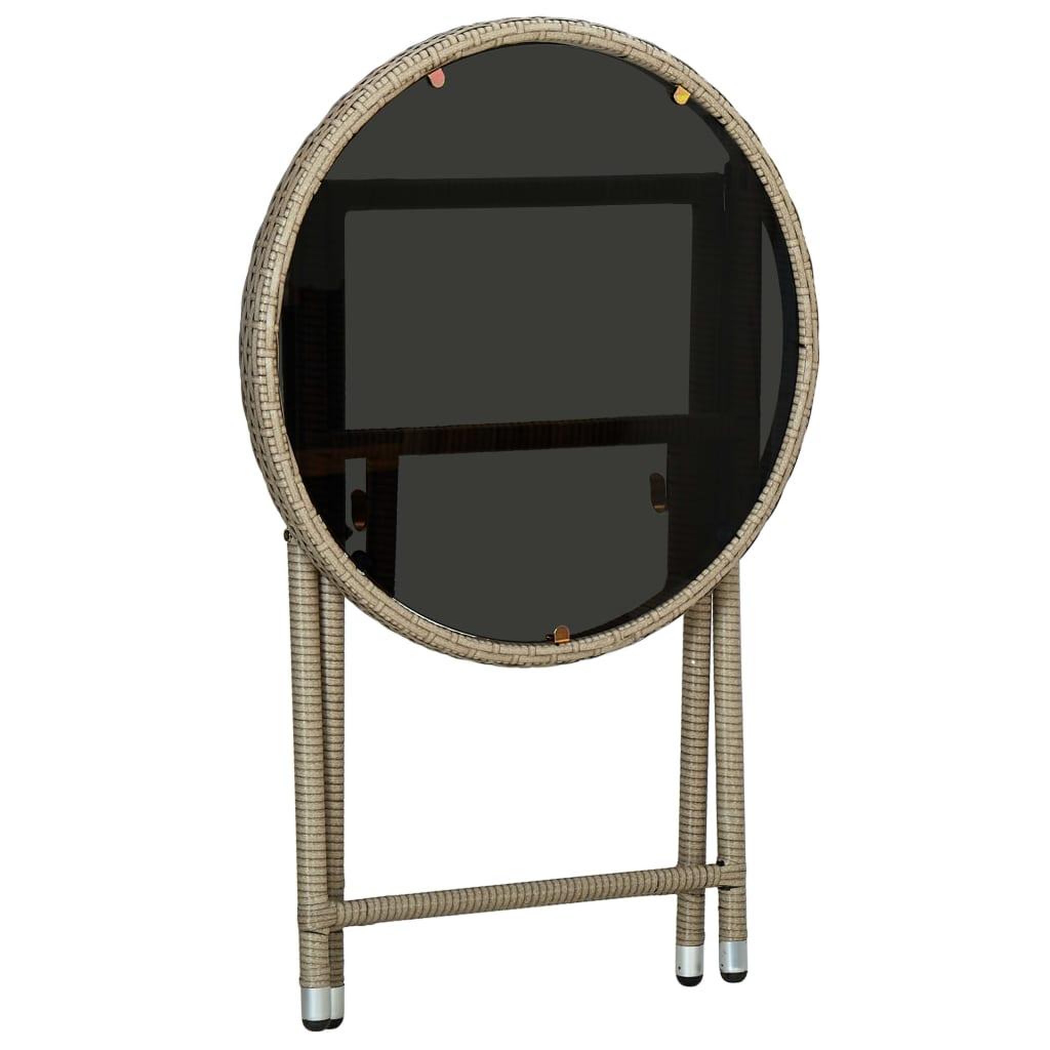 Voir la diapositive 4 : VIDAXL Table a the Beige 60 cm Resine tressee et verre trempe