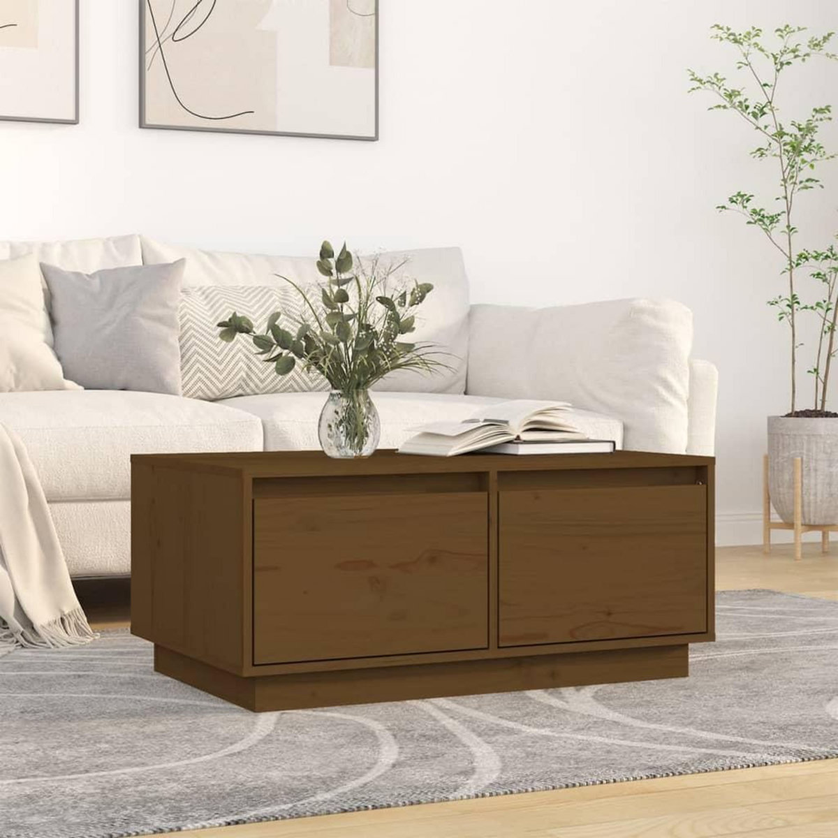 VIDAXL Table basse Marron miel 80x50x35 cm Bois massif de pin