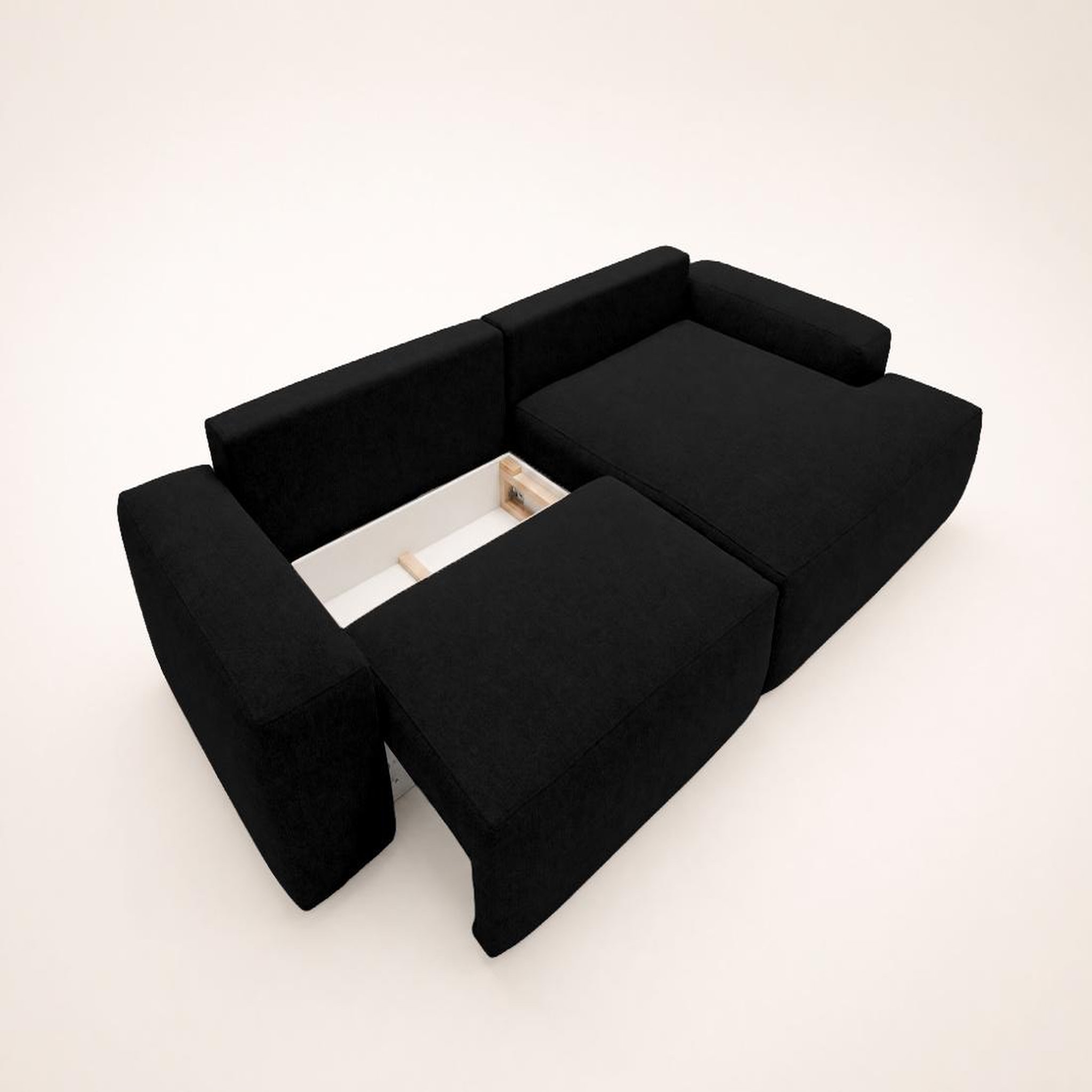 Voir la diapositive 5 : BEST MOBILIER Tama - canapé d'angle droit 4 places convertible avec coffre en tissu