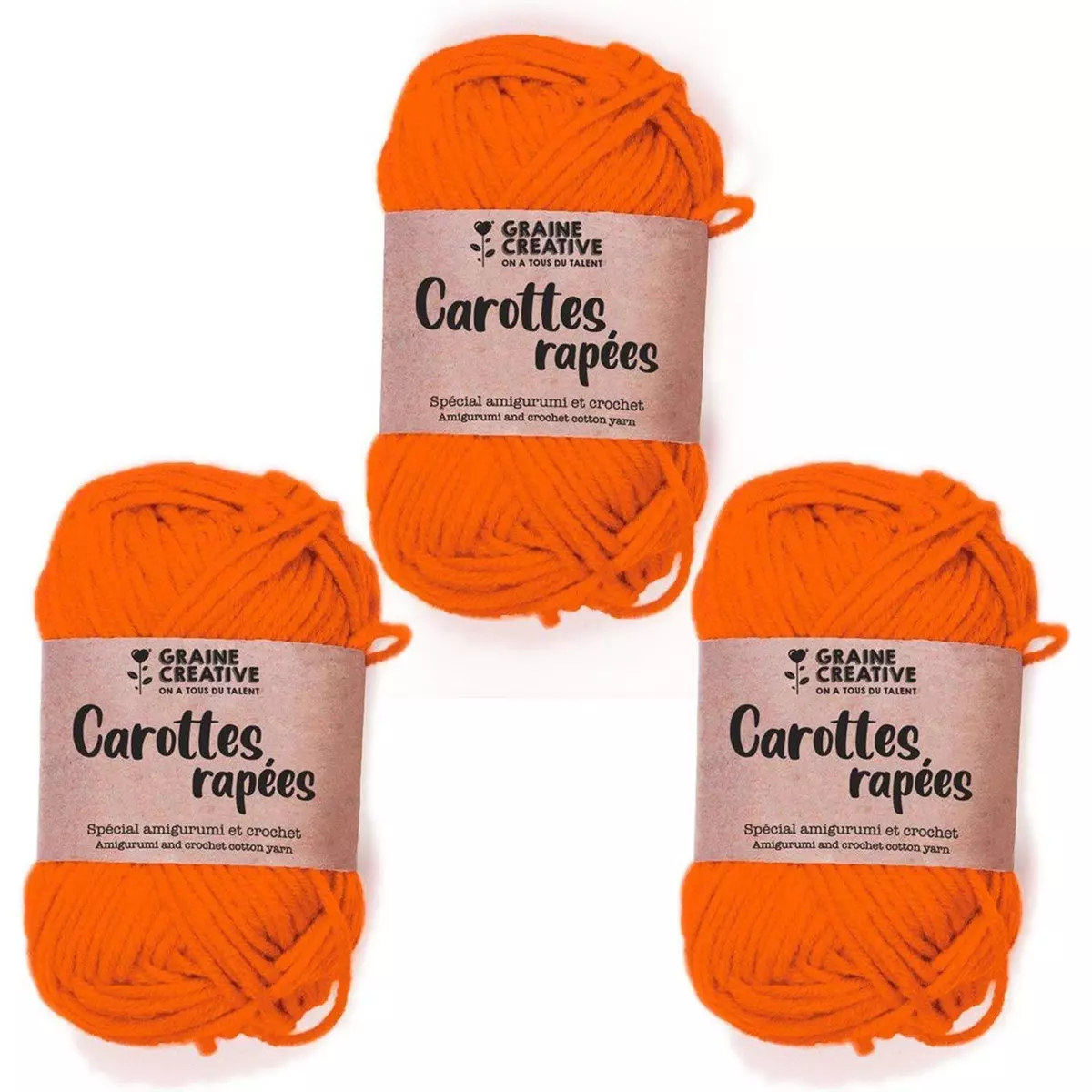 Graine créative 3 fils de coton pour crochet 55 m - orange
