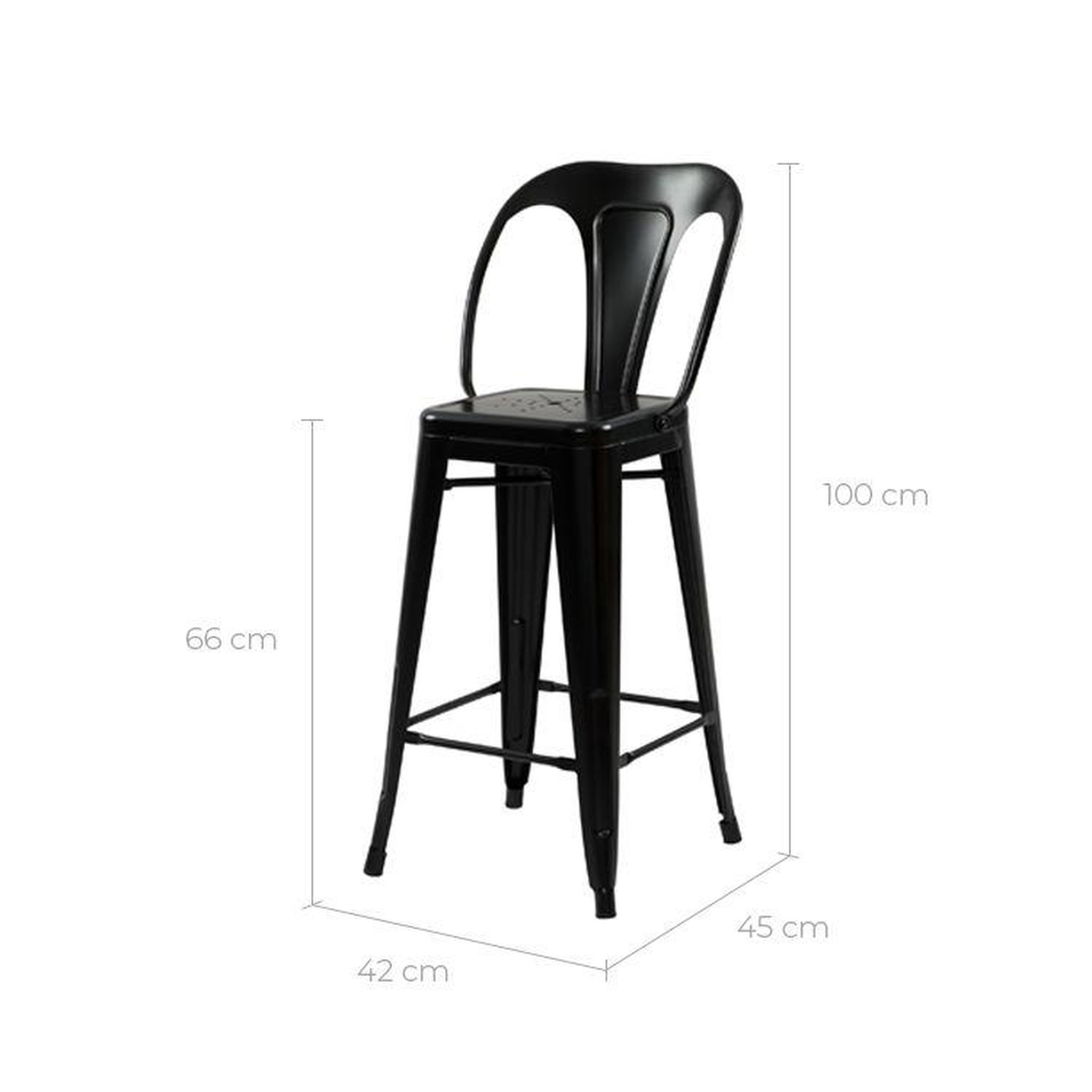 Voir la diapositive 4 : MAISON PAVANE Lot de 2 chaises pour îlot central 67 cm en métal noir mat-indus
