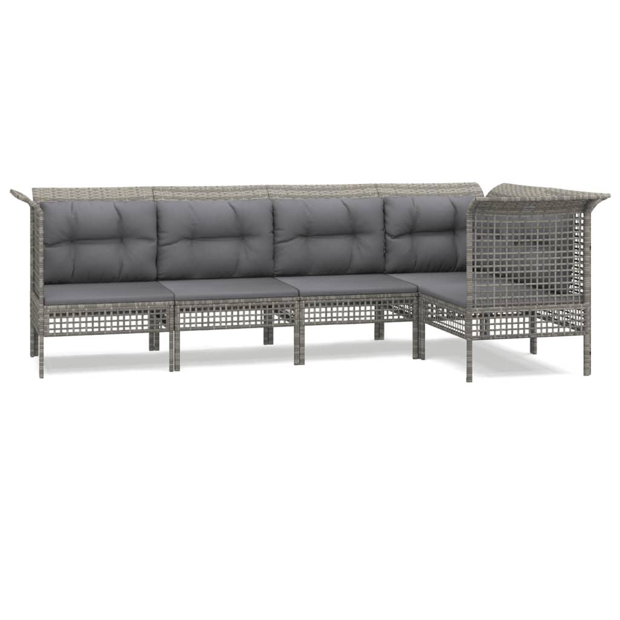 Voir la diapositive 2 : VIDAXL Salon de jardin 5 pcs avec coussins Gris Resine tressee