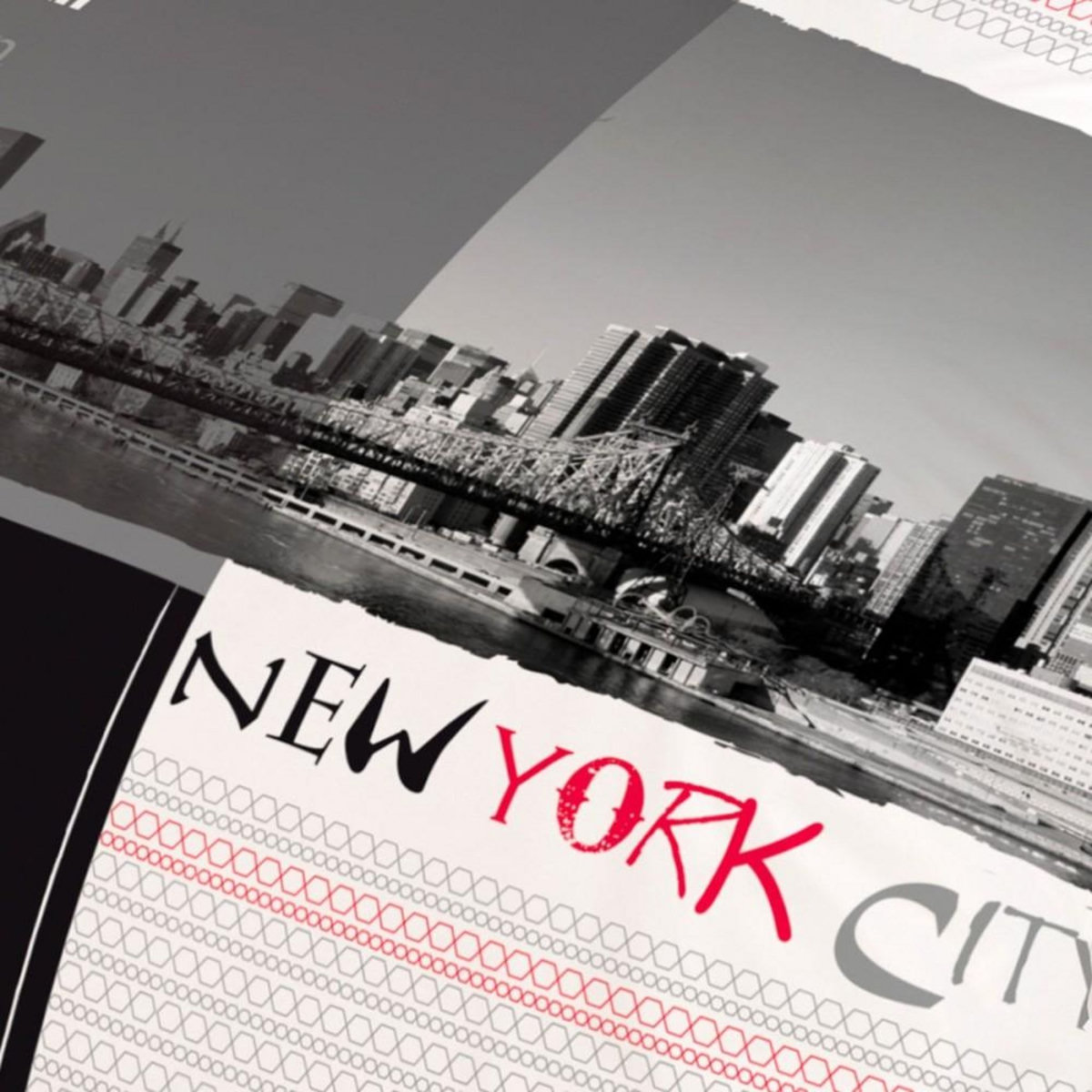 Dourev Housse de couette 140x200 MANHATTAN + 1 taie 100% coton