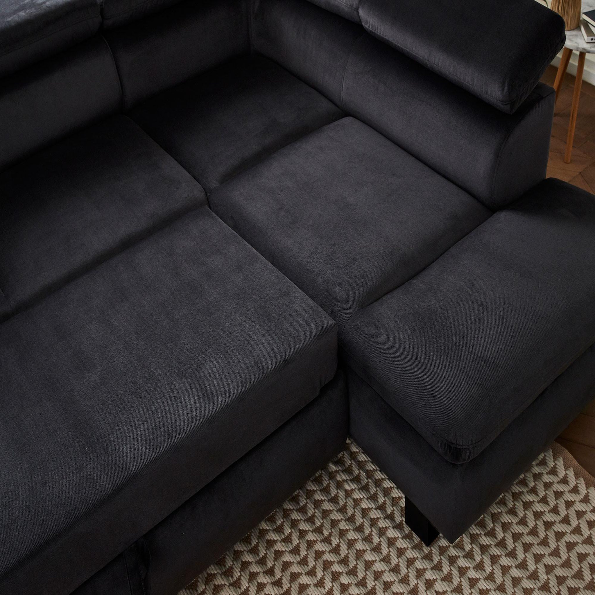 Voir la diapositive 5 : LISA DESIGN Nairobi - canapé d'angle convertible - en velours - 5 places - avec têtières - droit