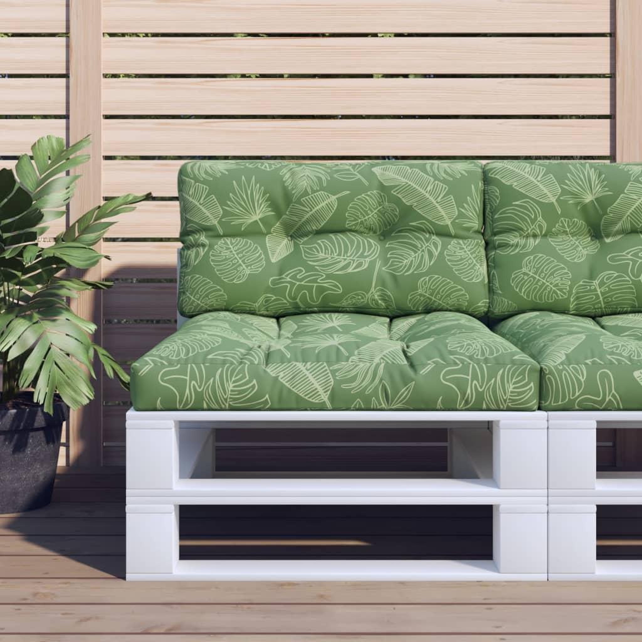 VIDAXL Coussin de palette motif de feuilles 70x40x12 cm tissu