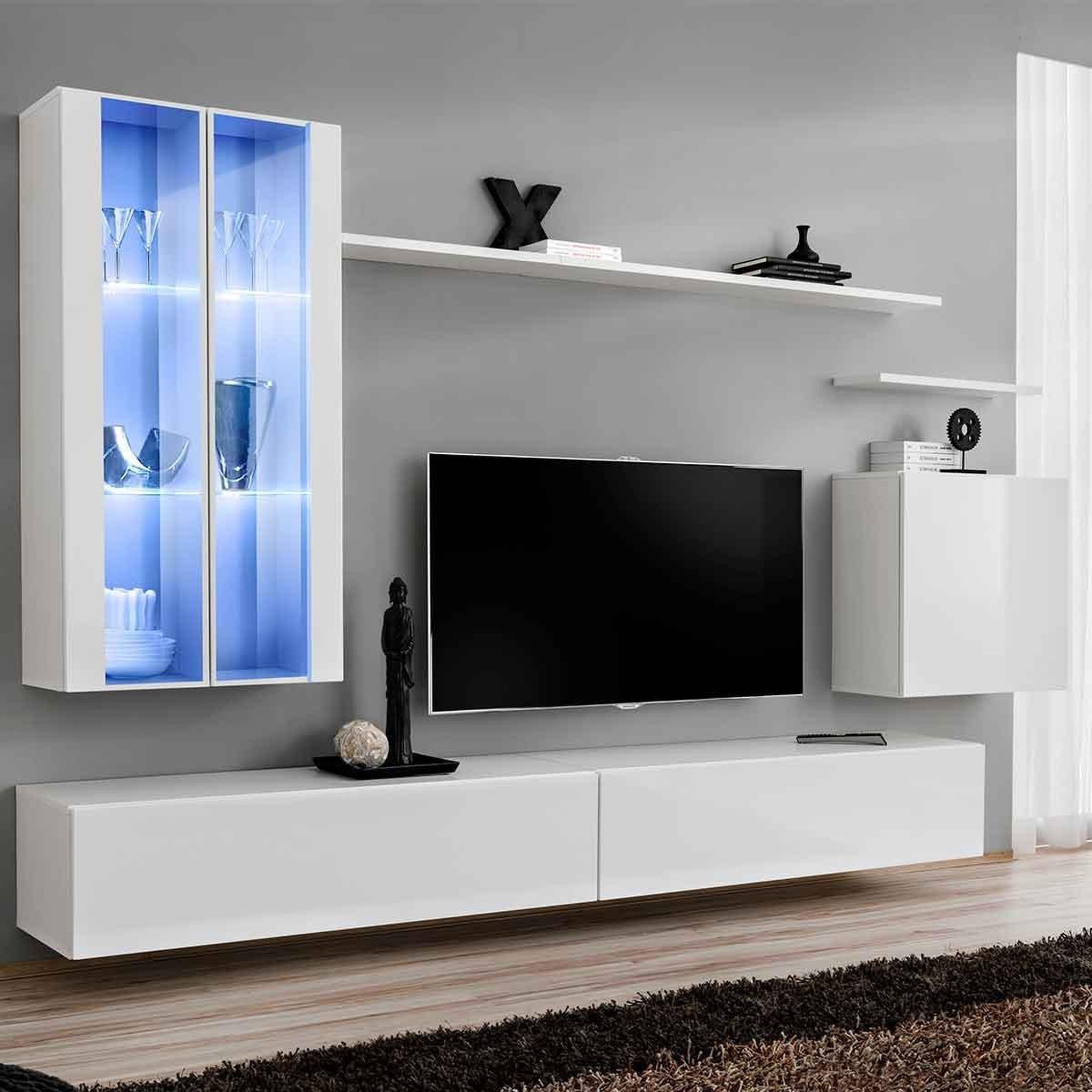 Voir la diapositive 2 : Paris Prix Meuble tv mural design  switch xii  270cm blanc