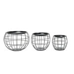 KB8 Lot de 3 tables d'appoint ou tables gigogne ronde effet boule en Métal - Noir