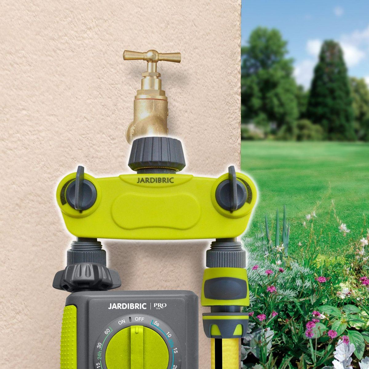 Jardibric Té de dérivation pour robinet 2 sorties