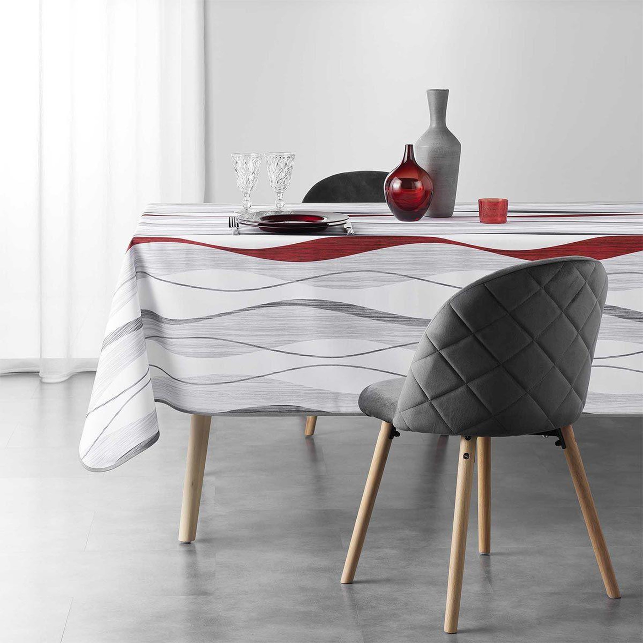 Voir la diapositive 2 : Douceur d'Intérieur Nappe imprimée  ondulys  150x240cm rouge