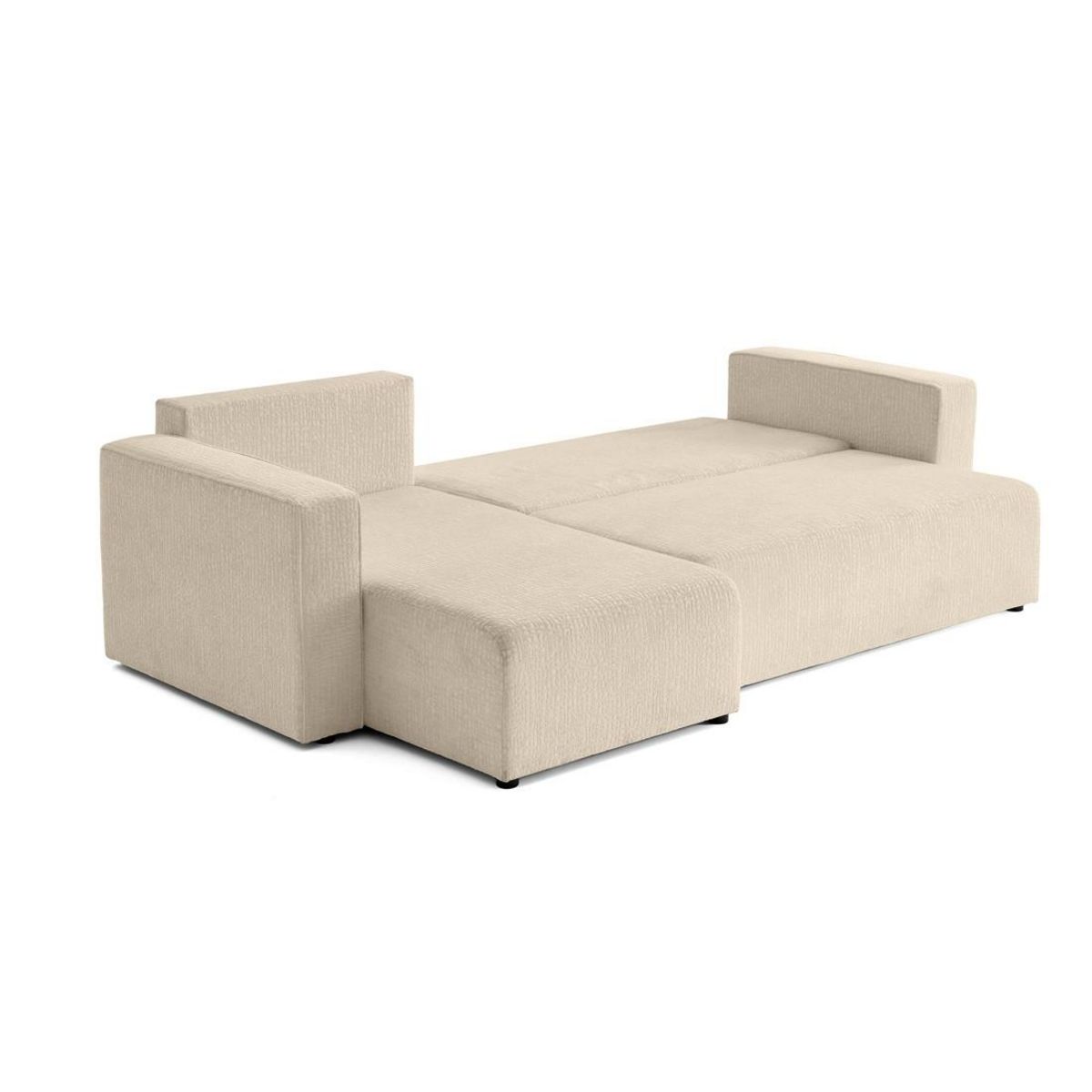 BEST MOBILIER Topaze - canapé d'angle réversible - 4 places - convertible avec coffre - en tissu velours relief