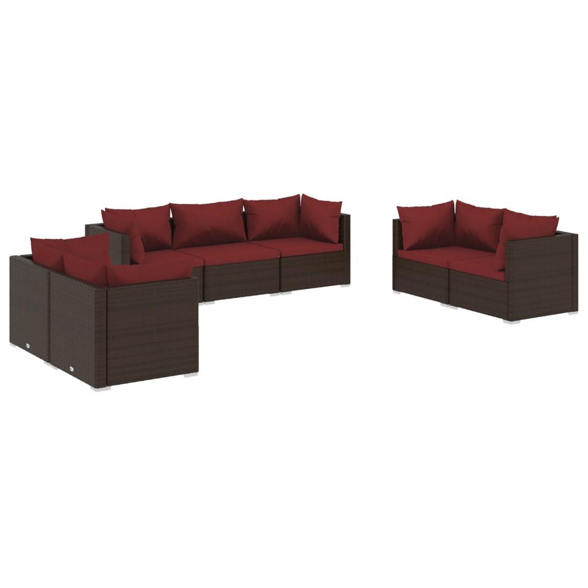 Voir la diapositive 2 : VIDAXL Salon de jardin 7 pcs avec coussins Resine tressee Marron