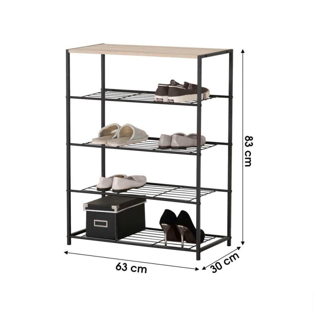 FORNORD Etagère range chaussures 4 niveaux 63x30xh83cm