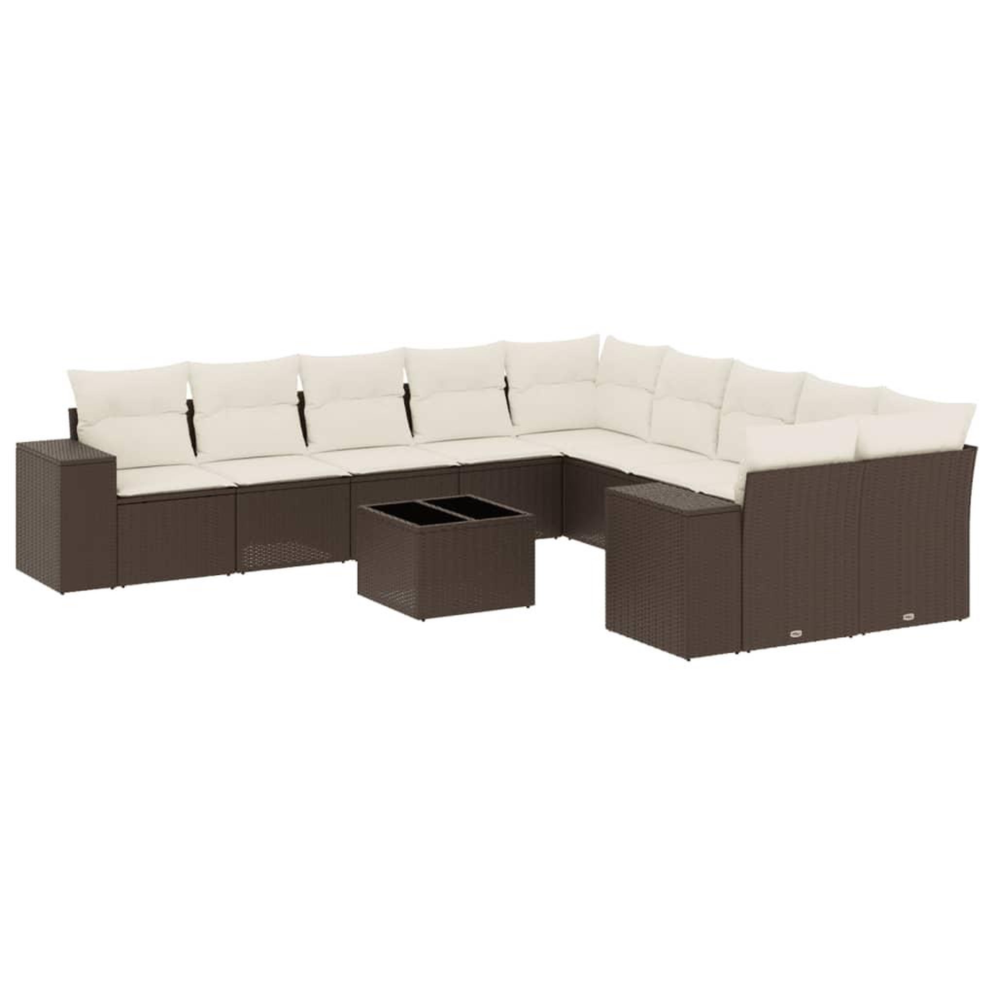 Voir la diapositive 2 : VIDAXL Salon de jardin et coussins 11 pcs marron resine tressee